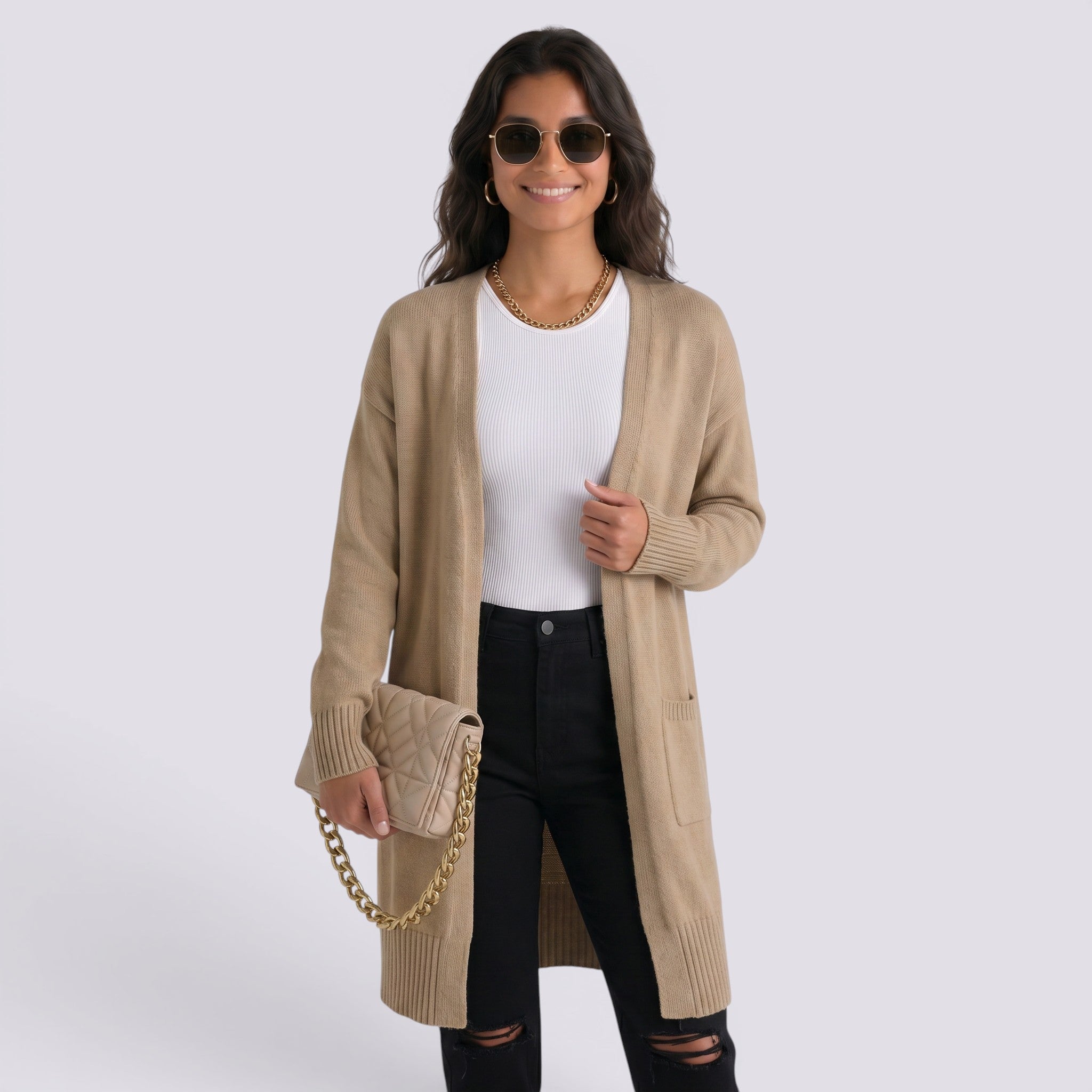 Cárdigan Mujer Largo Oversize de Punto