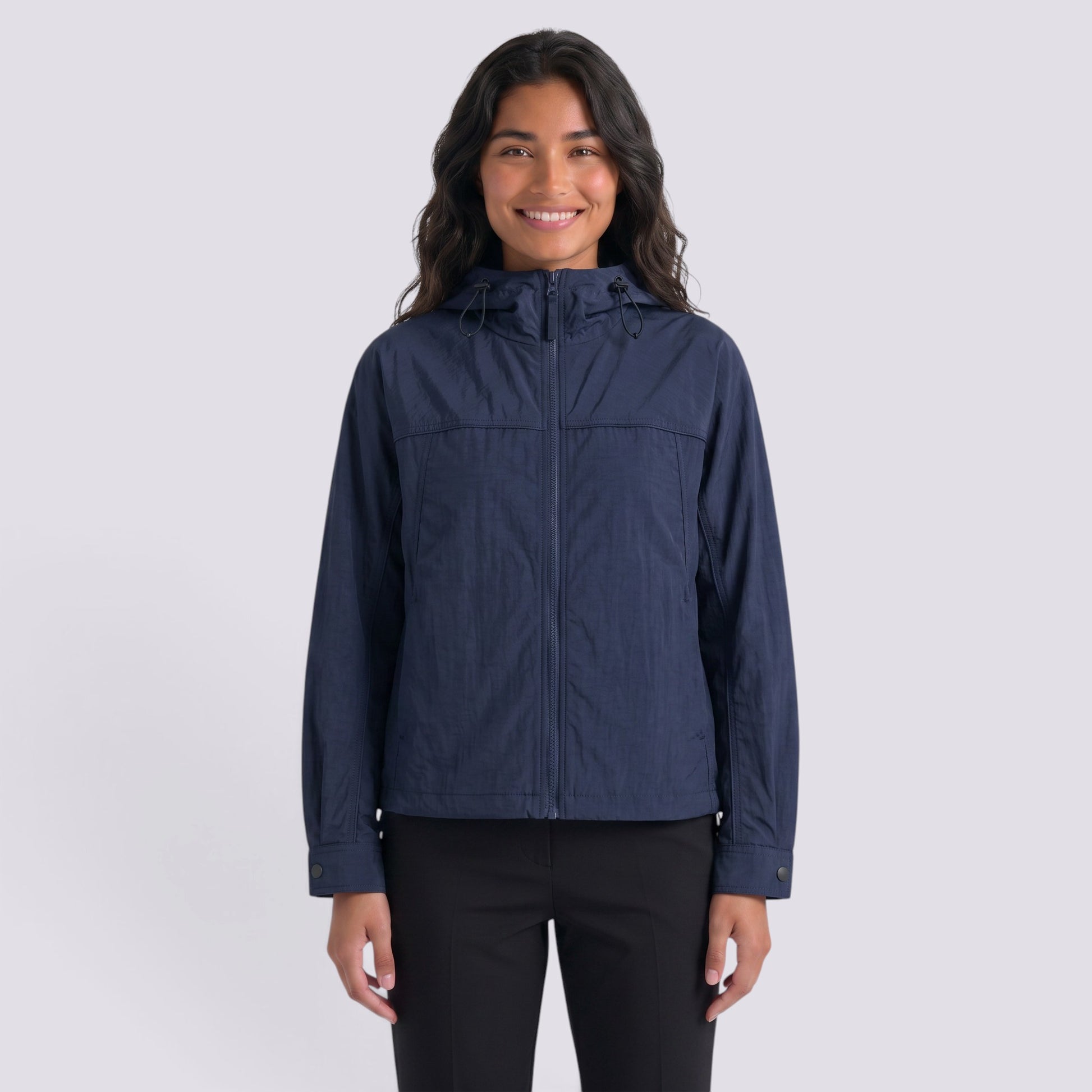 Abrigo Mujer Oversize con Capucha Holgada Bicolor