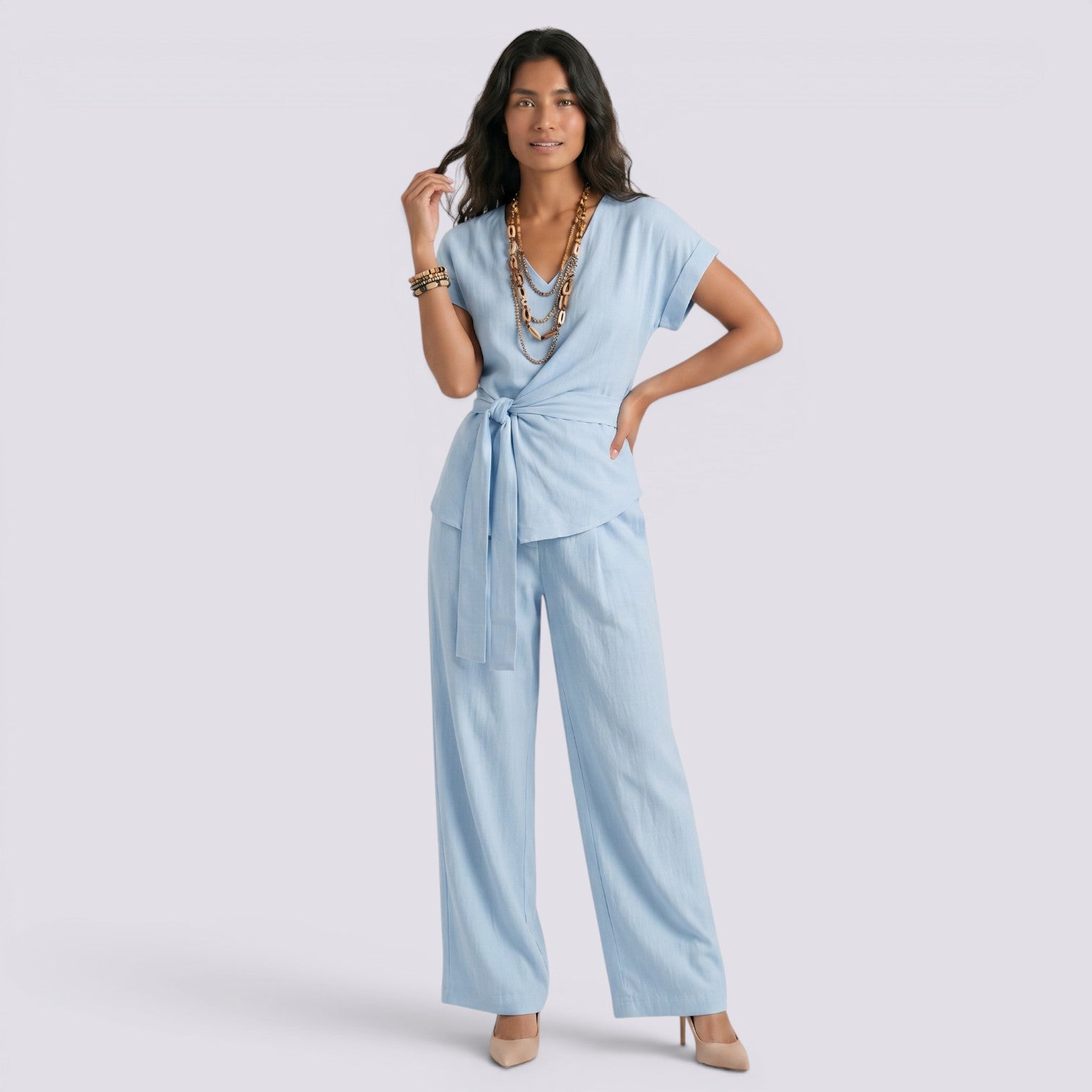 Conjunto Mujer Pantalón Ancho Elegante Verano