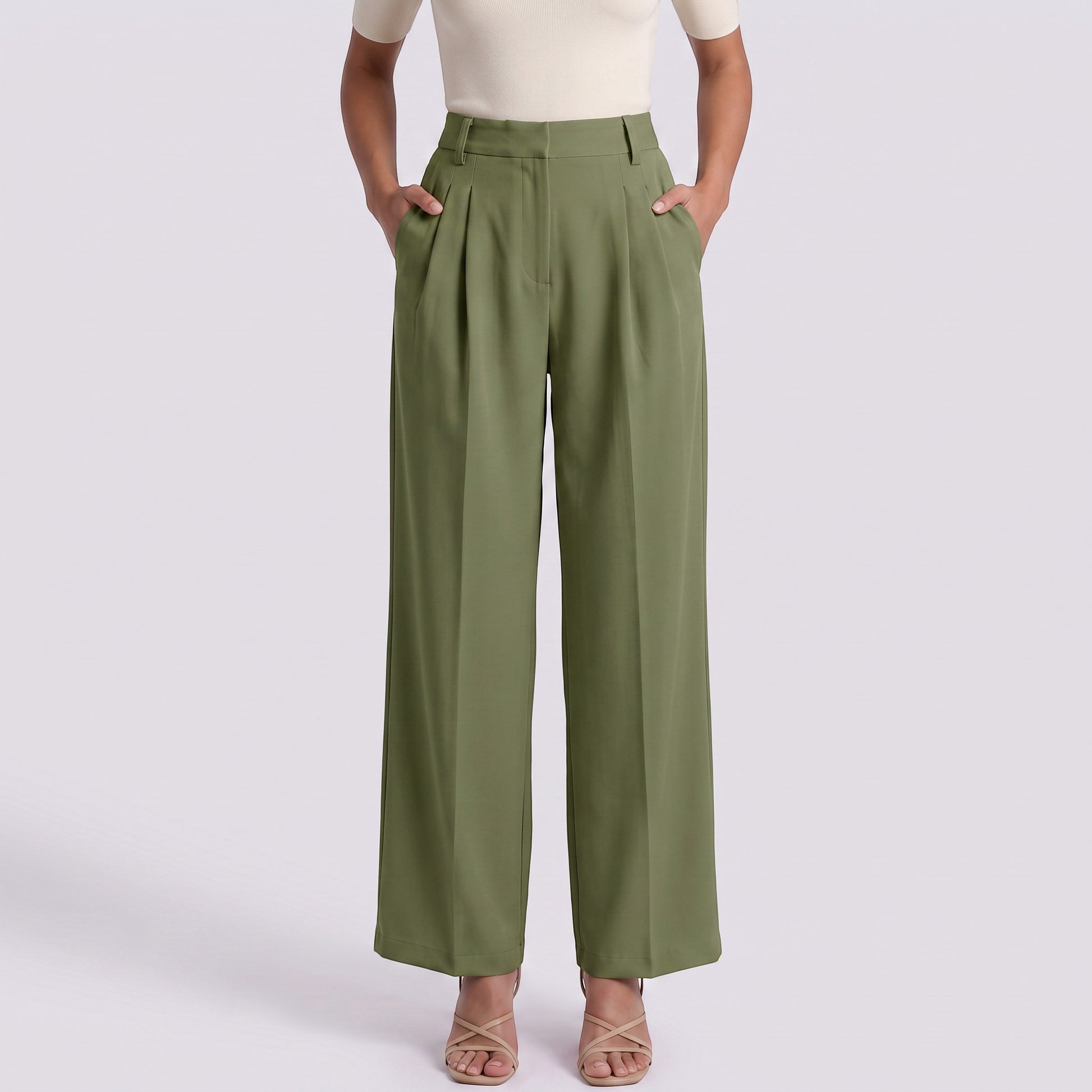Pantalón Ancho Mujer Cintura Alta con Cordón