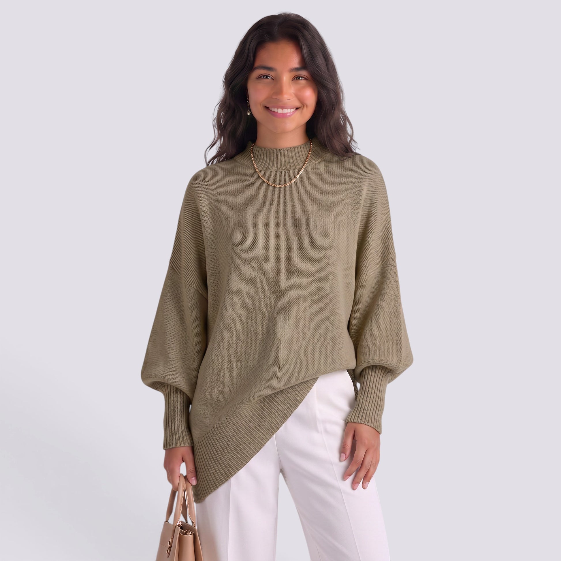 Jersey Mujer de Punto Grueso Cuello Redondo