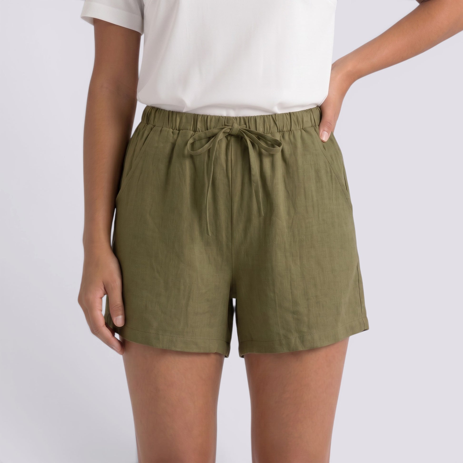 Pantalones Cortos Mujer Lino Elegante