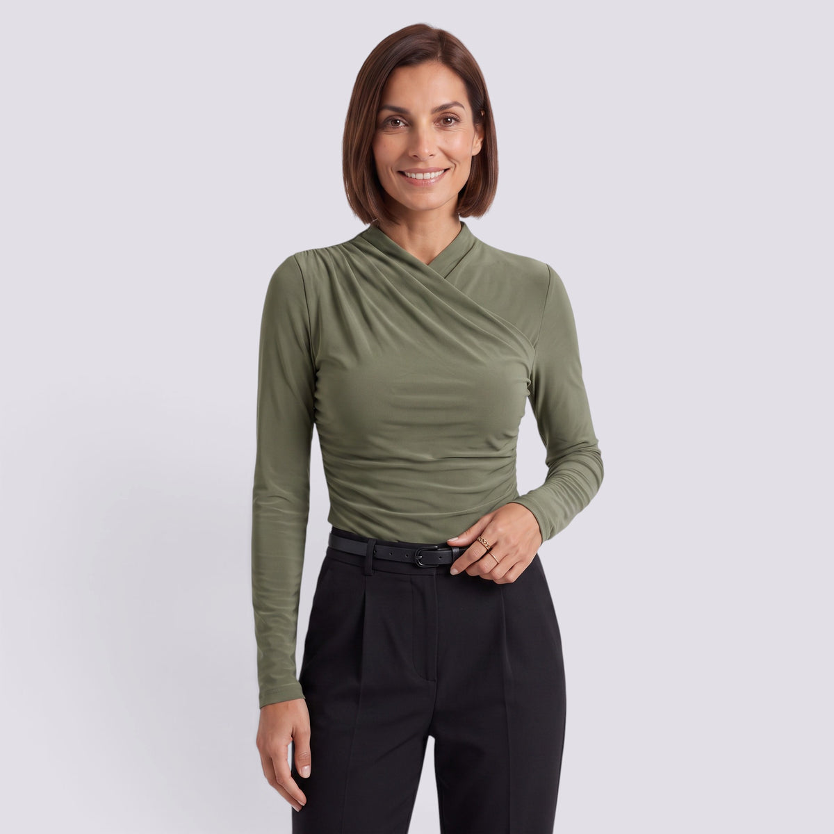 Blusa Mujer Manga Larga Escote Cruzado