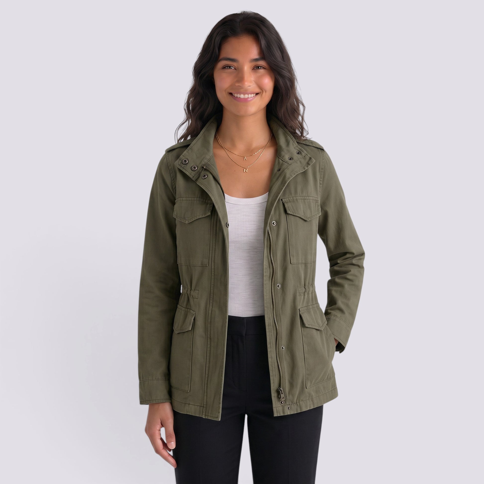 Chaqueta Corta Mujer Solapa y Bolsillos