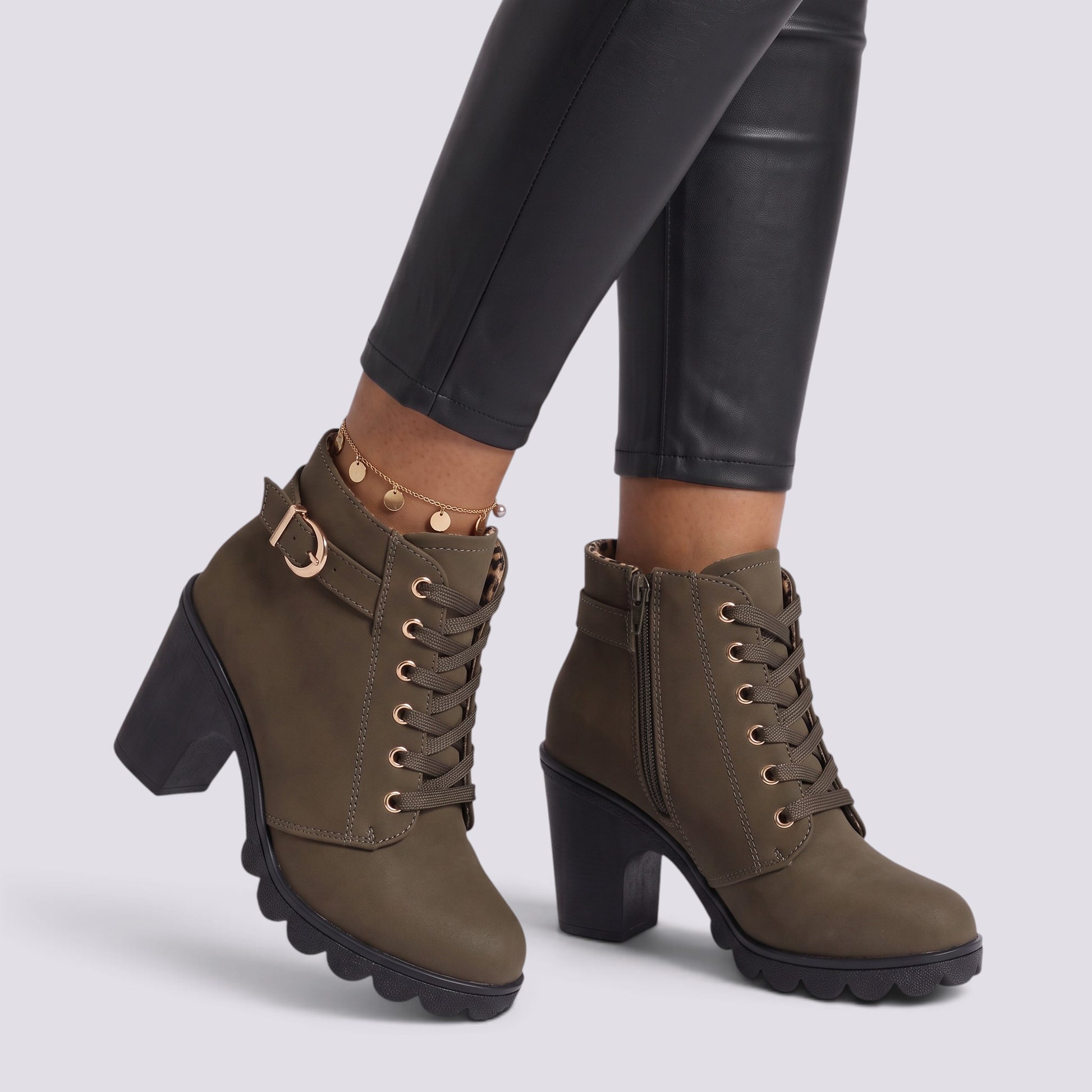 Botines Mujer Tacón con Cordones