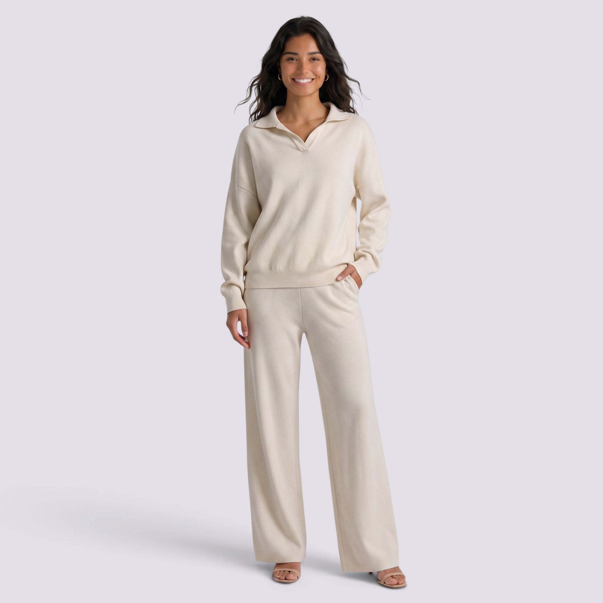 Conjunto Punto Mujer Polo Pantalón Ancho