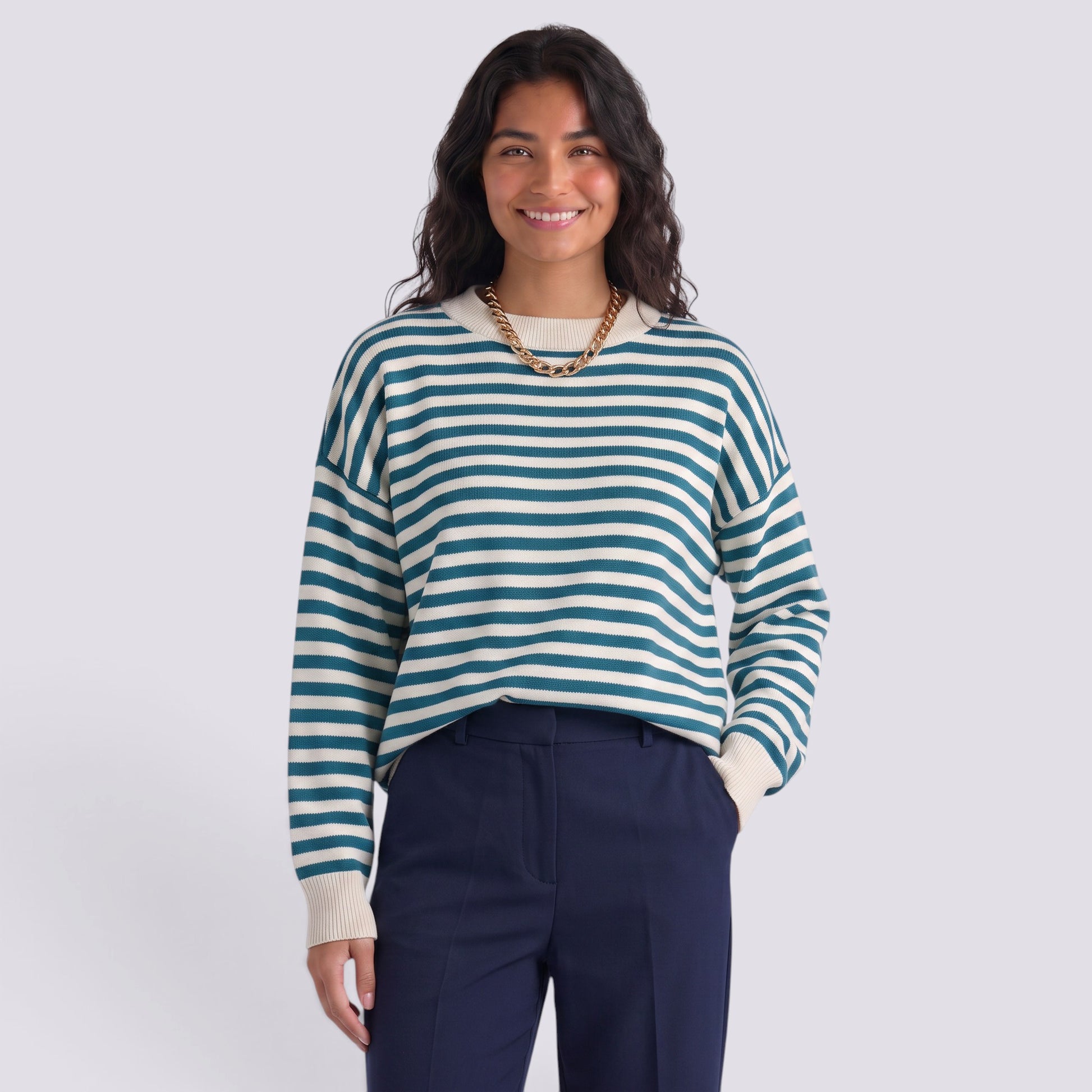 Jersey Mujer Punto Rayas Bicolor
