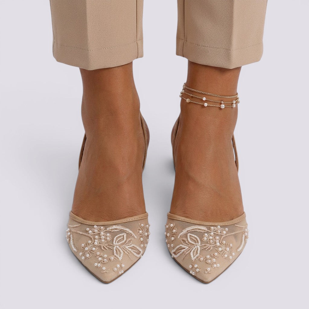 Sandalias Tacón Mujer Bordadas Eleganta