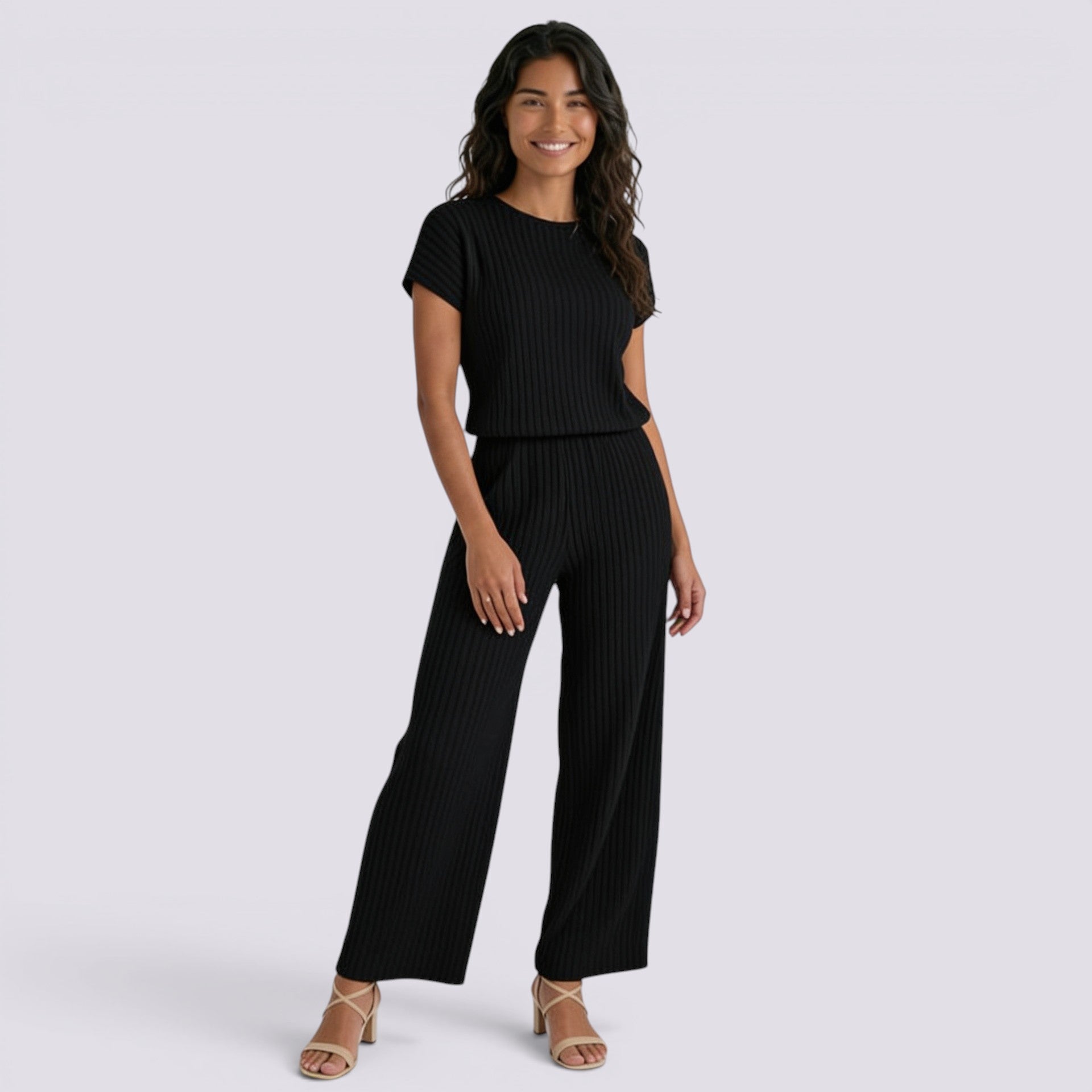 Conjunto Punto Canalé Mujer Pantalón Ancho