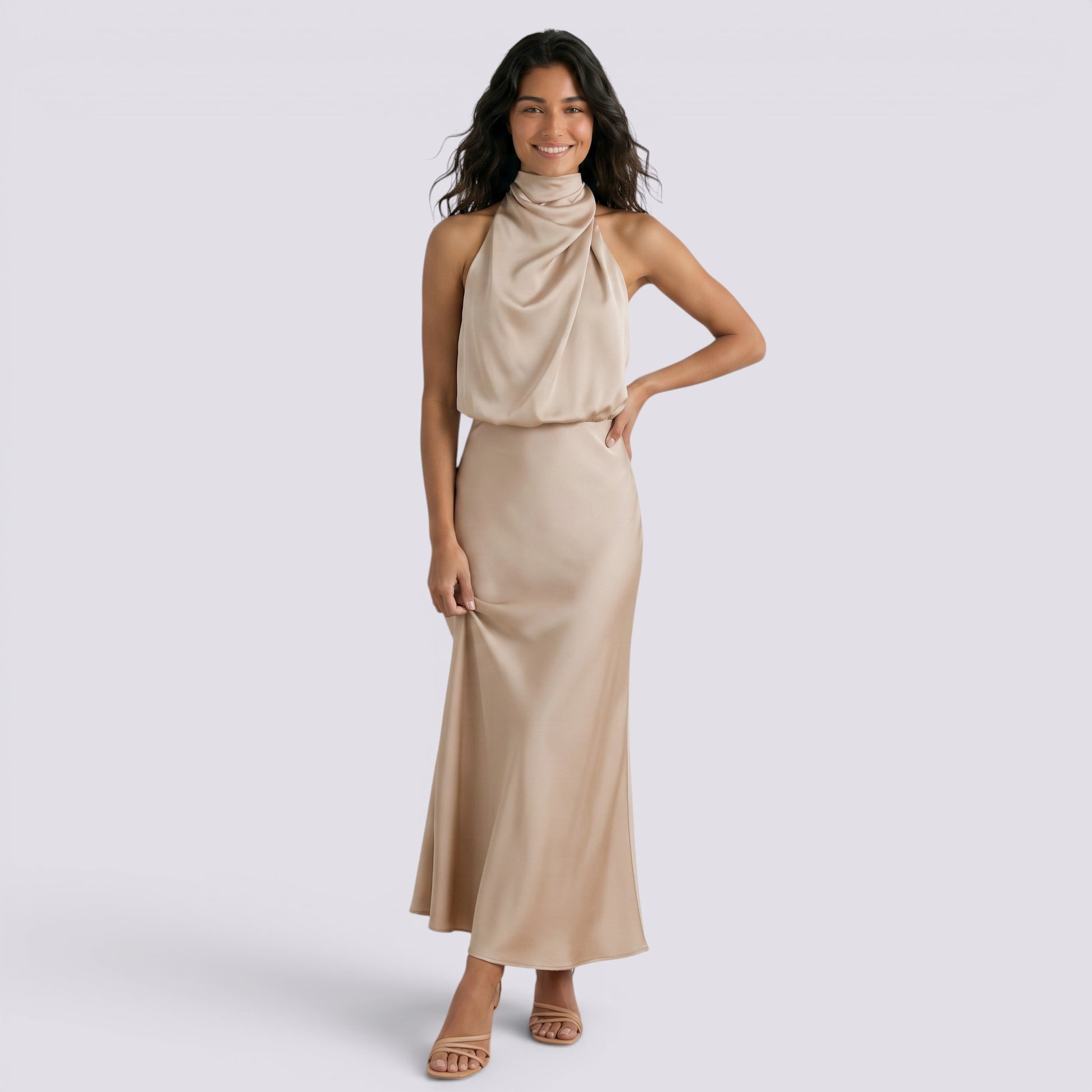 Vestido Largo Mujer Fiesta Satinado