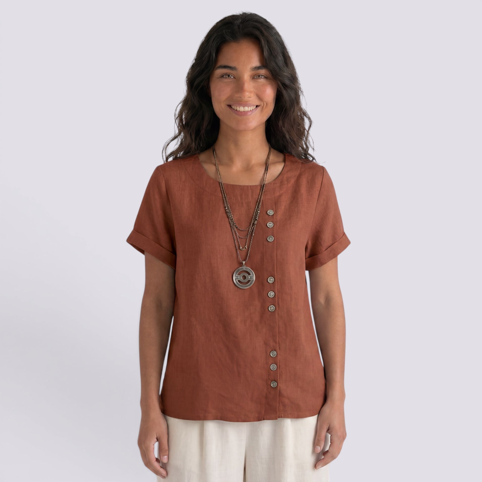 Blusa Lino Mujer Verano Corta