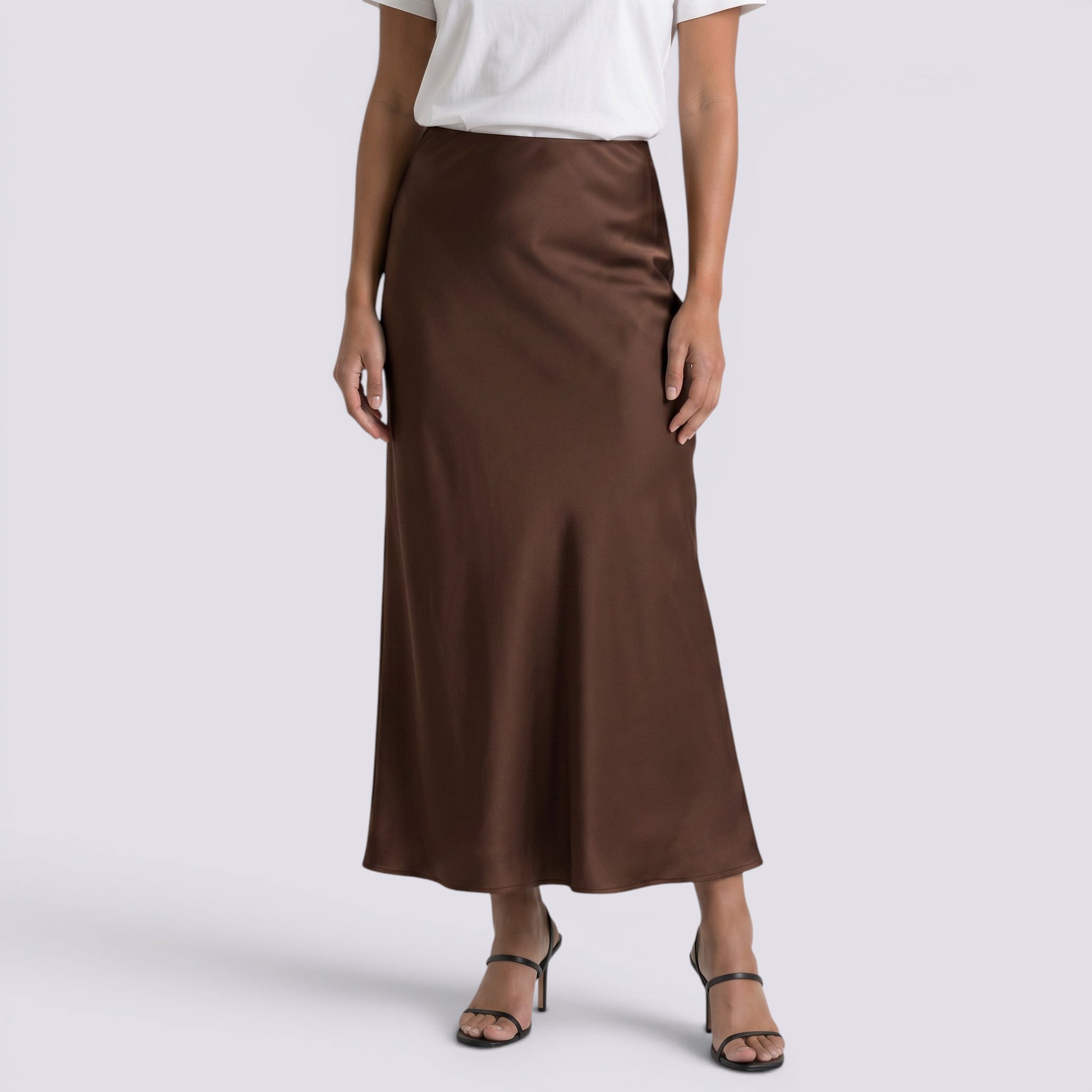 Falda Larga Satinada Mujer Elegante