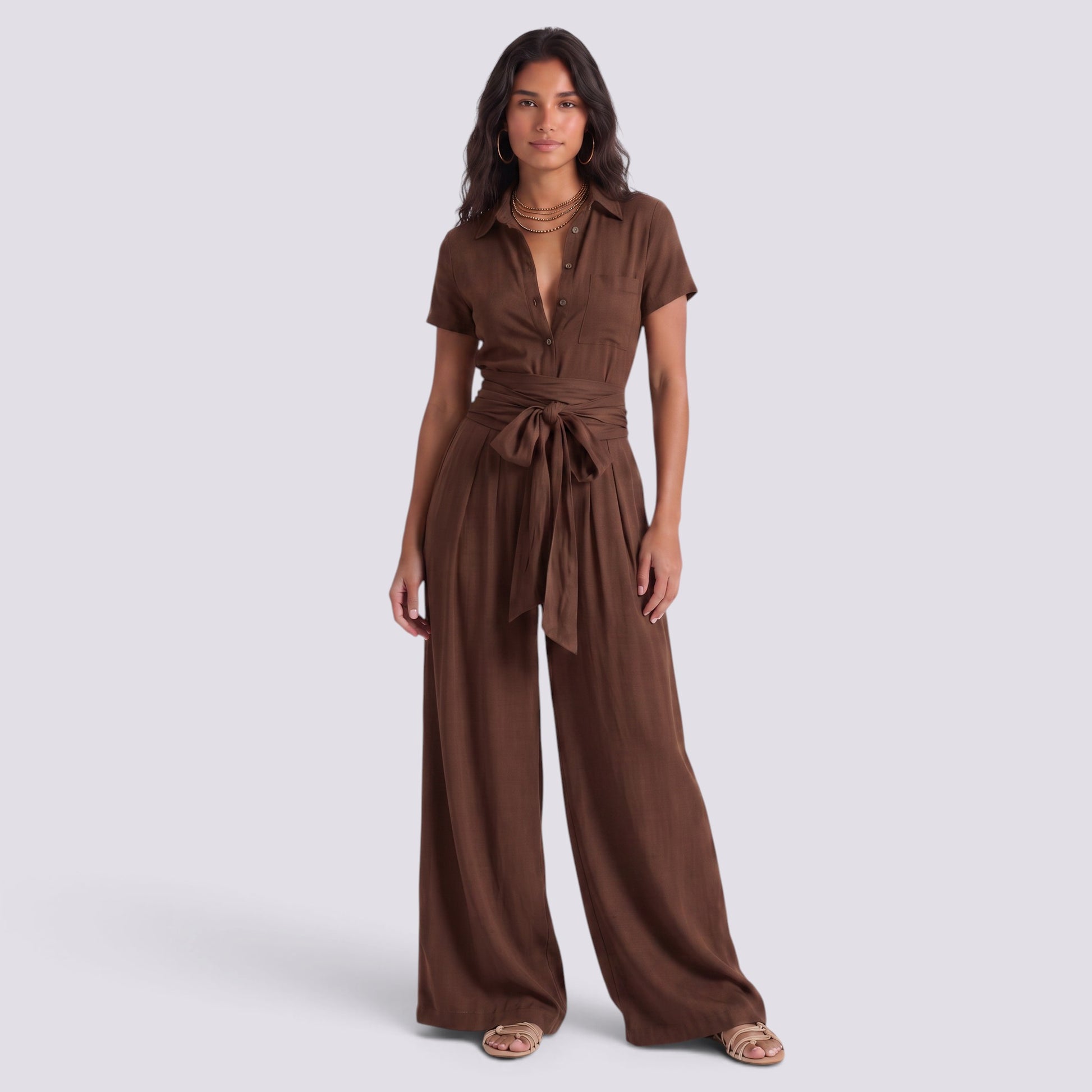 Conjunto Mujer Camisa Pantalón Cintura Alta Mujer Palazzo