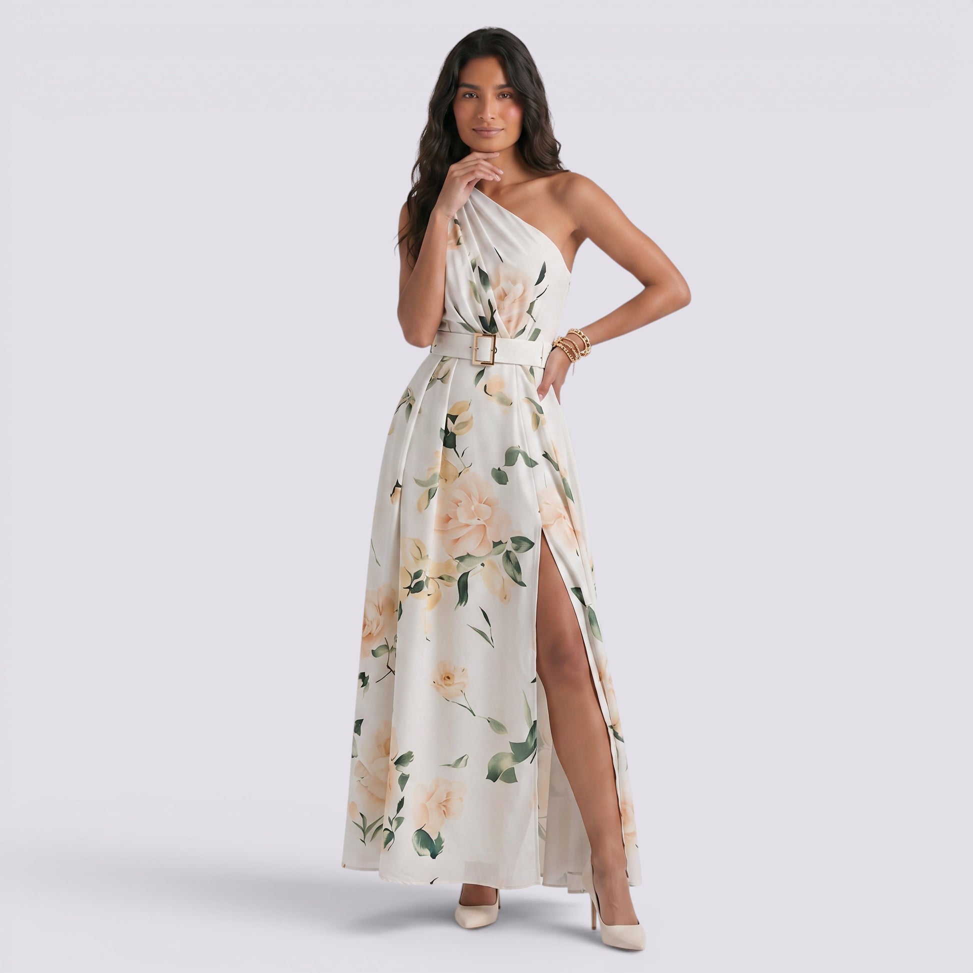 Vestido Largo Sin Mangas Mujer Estampado Elegante
