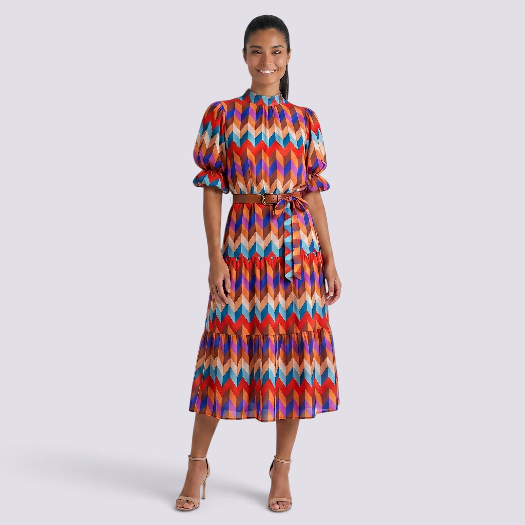 Vestido Midi Mujer Estampado Geométrico
