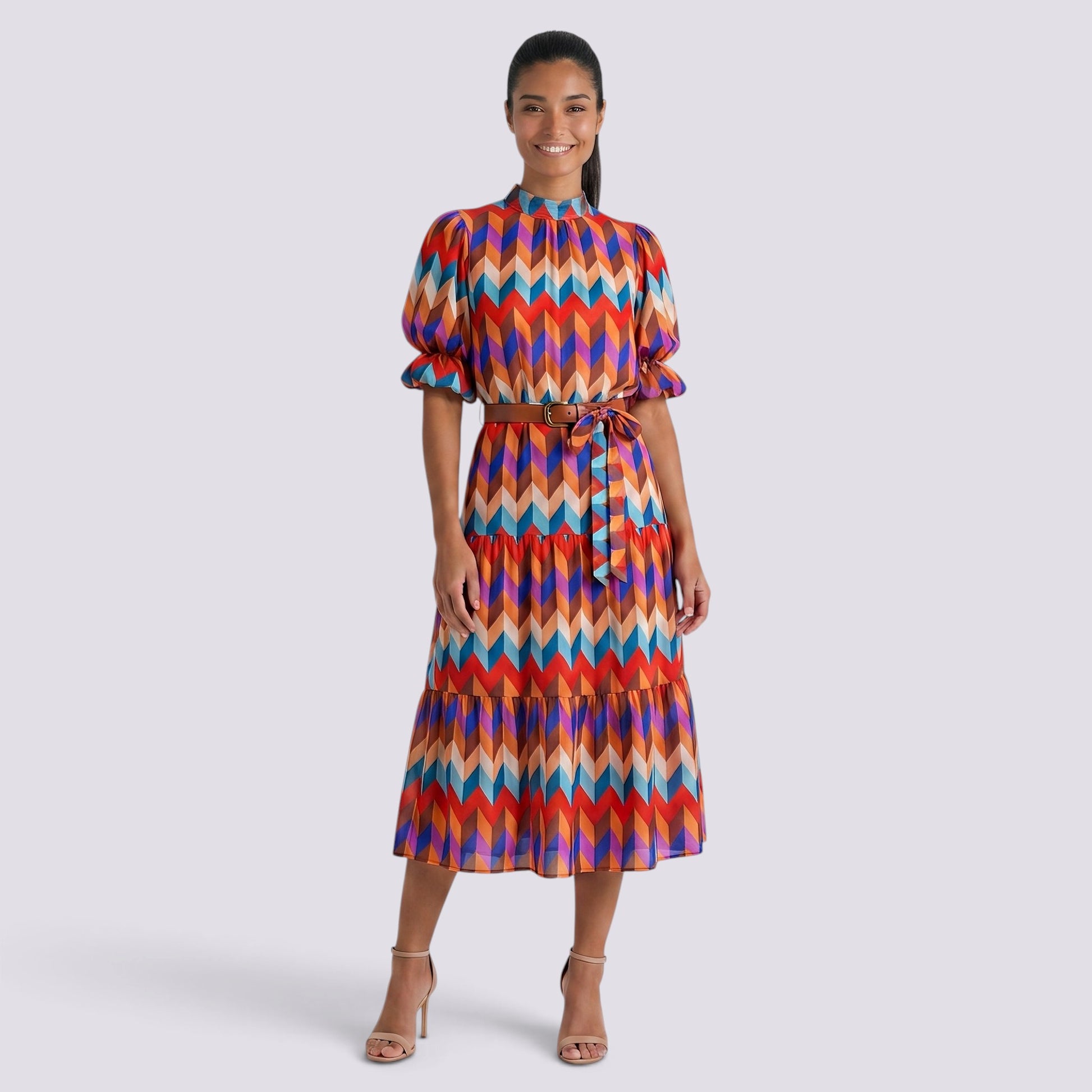 Vestido Midi Mujer Estampado Geométrico