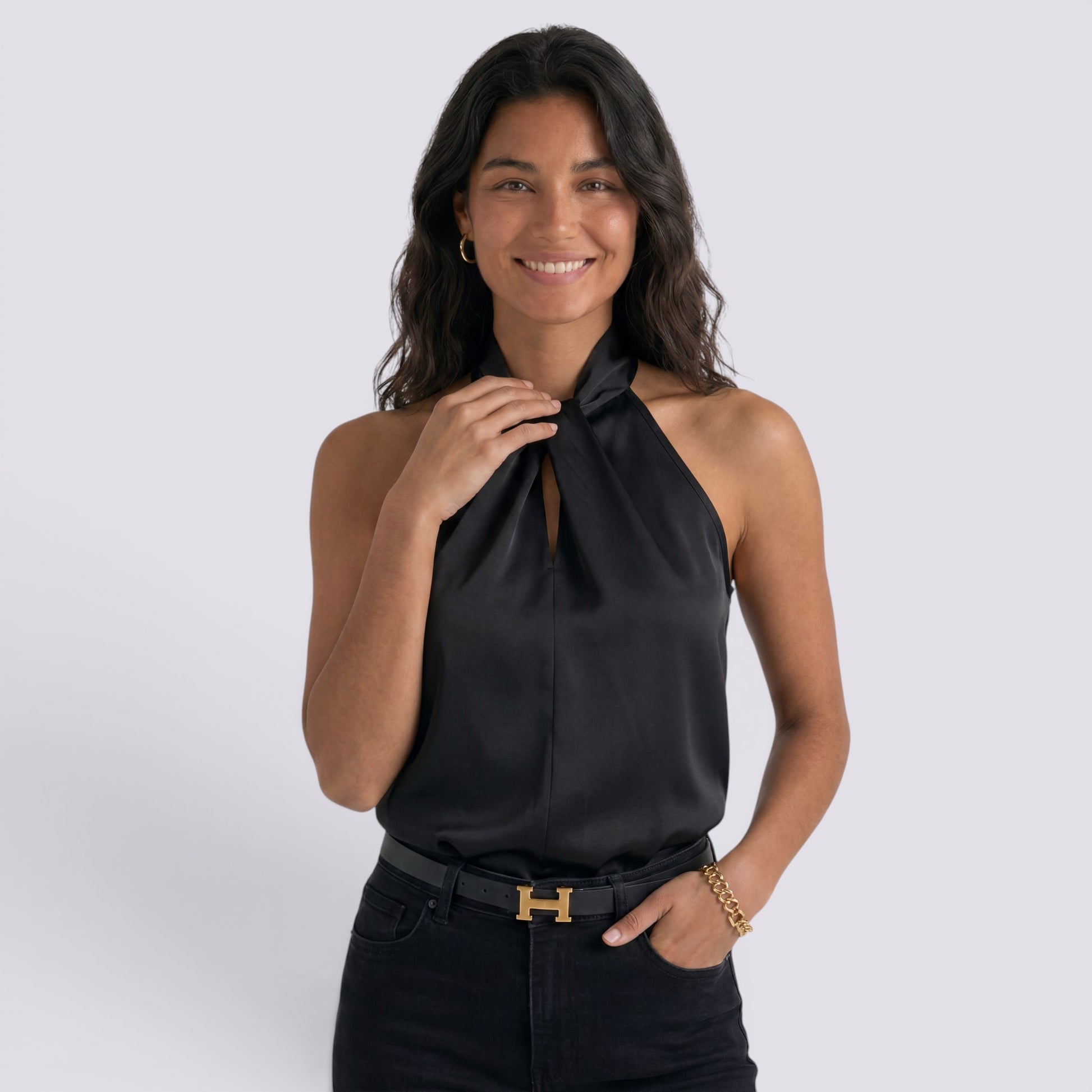 Top Halter Mujer Satén Elegante