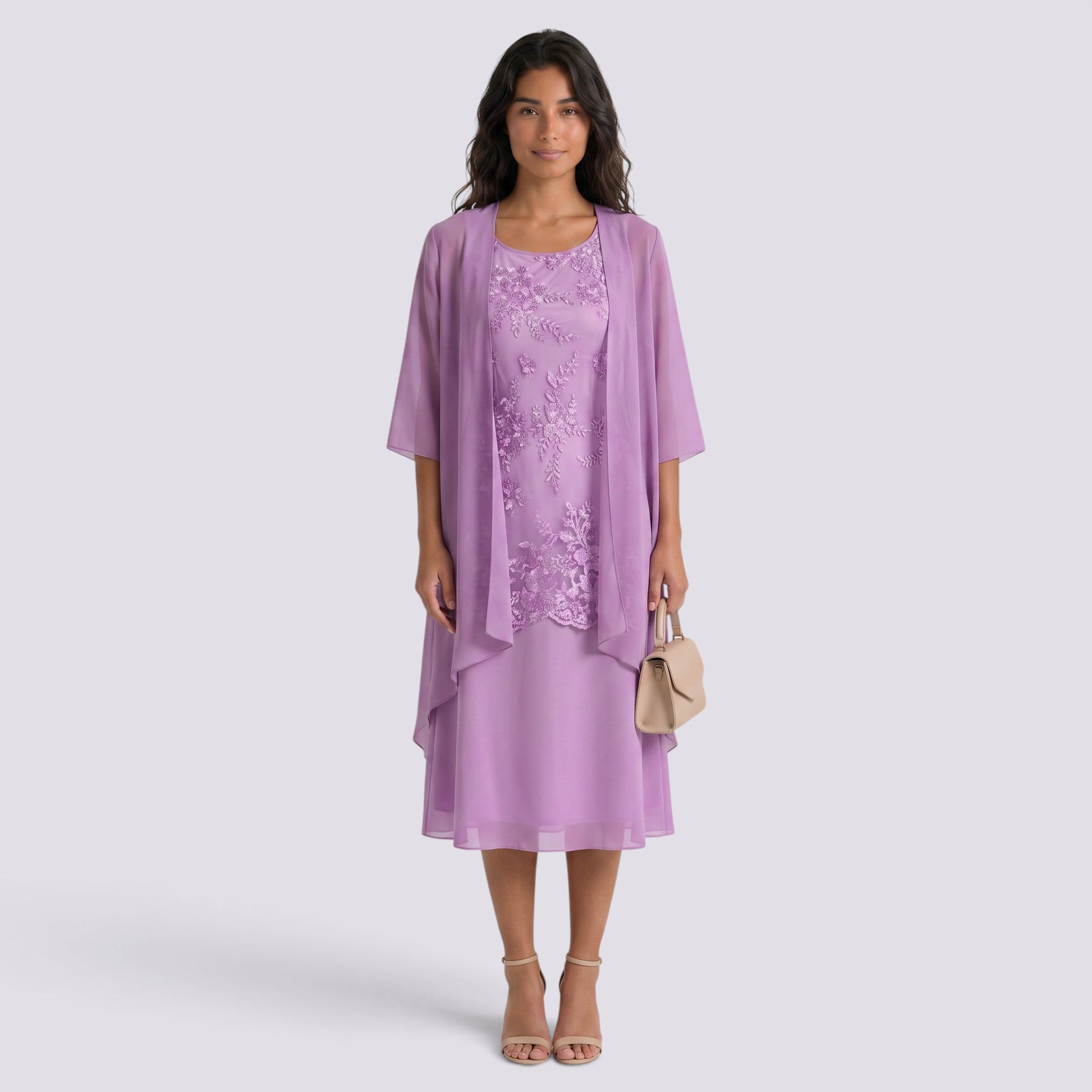 Vestido Largo Mujer Dos Piezas Encaje