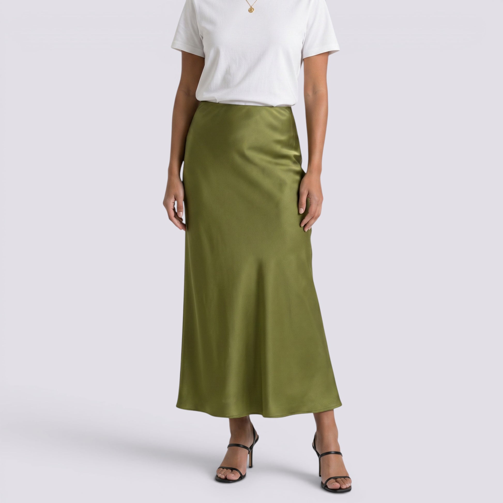 Falda Larga Satinada Mujer Elegante