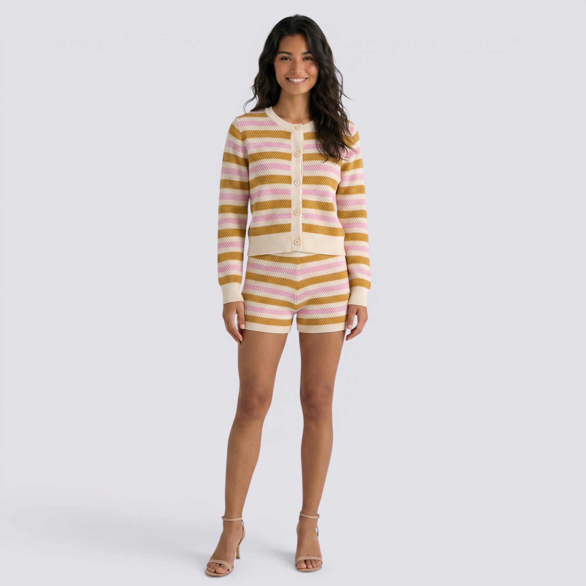 Conjunto Camisa Punto Rayas Mujer