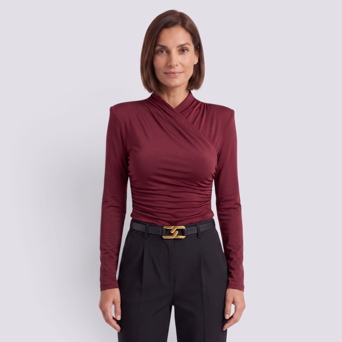 Blusa Mujer Manga Larga Escote Cruzado