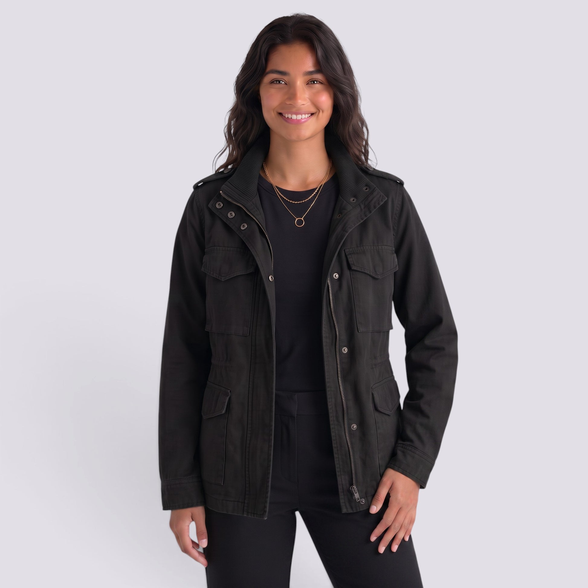 Chaqueta Corta Mujer Solapa y Bolsillos