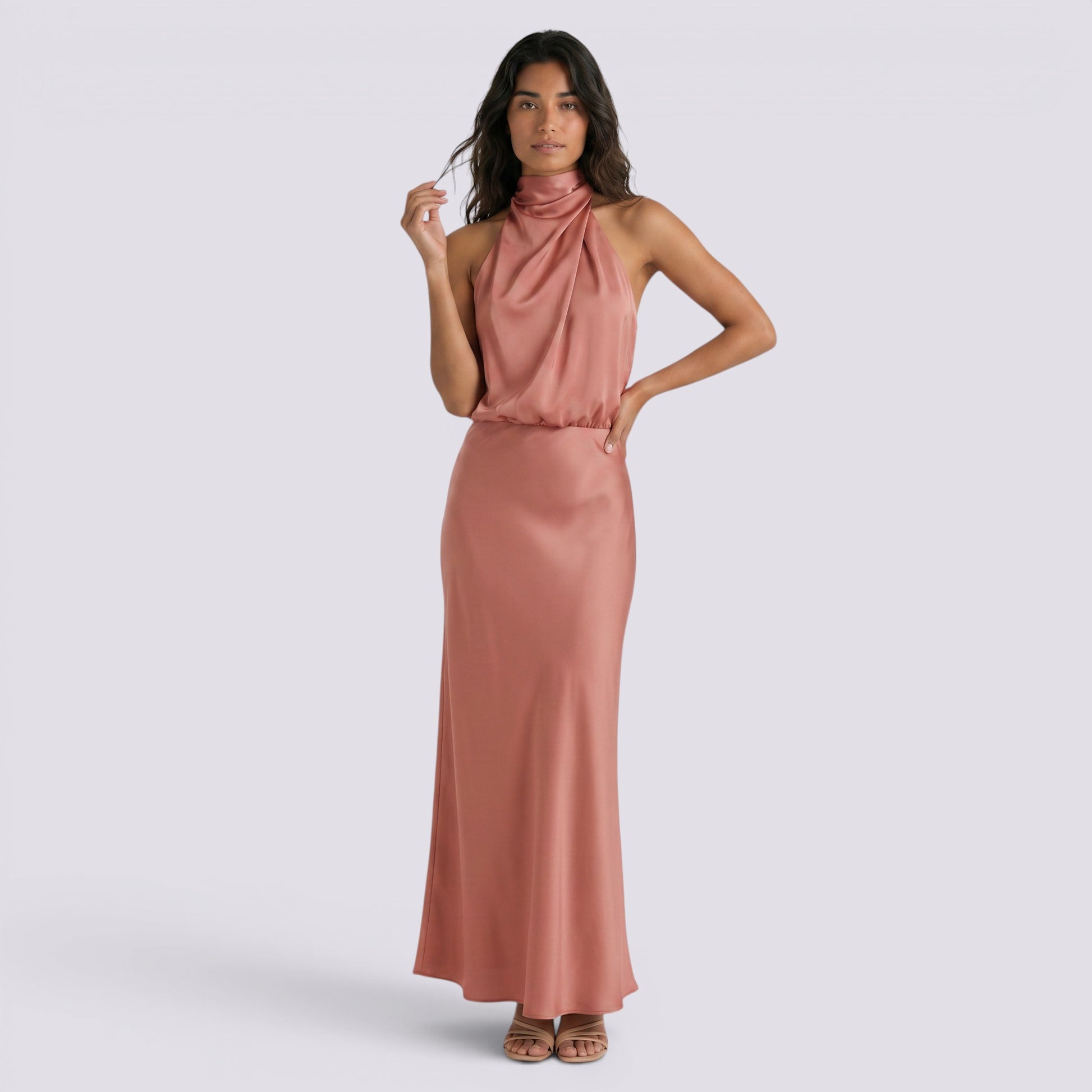 Vestido Largo Mujer Fiesta Satinado