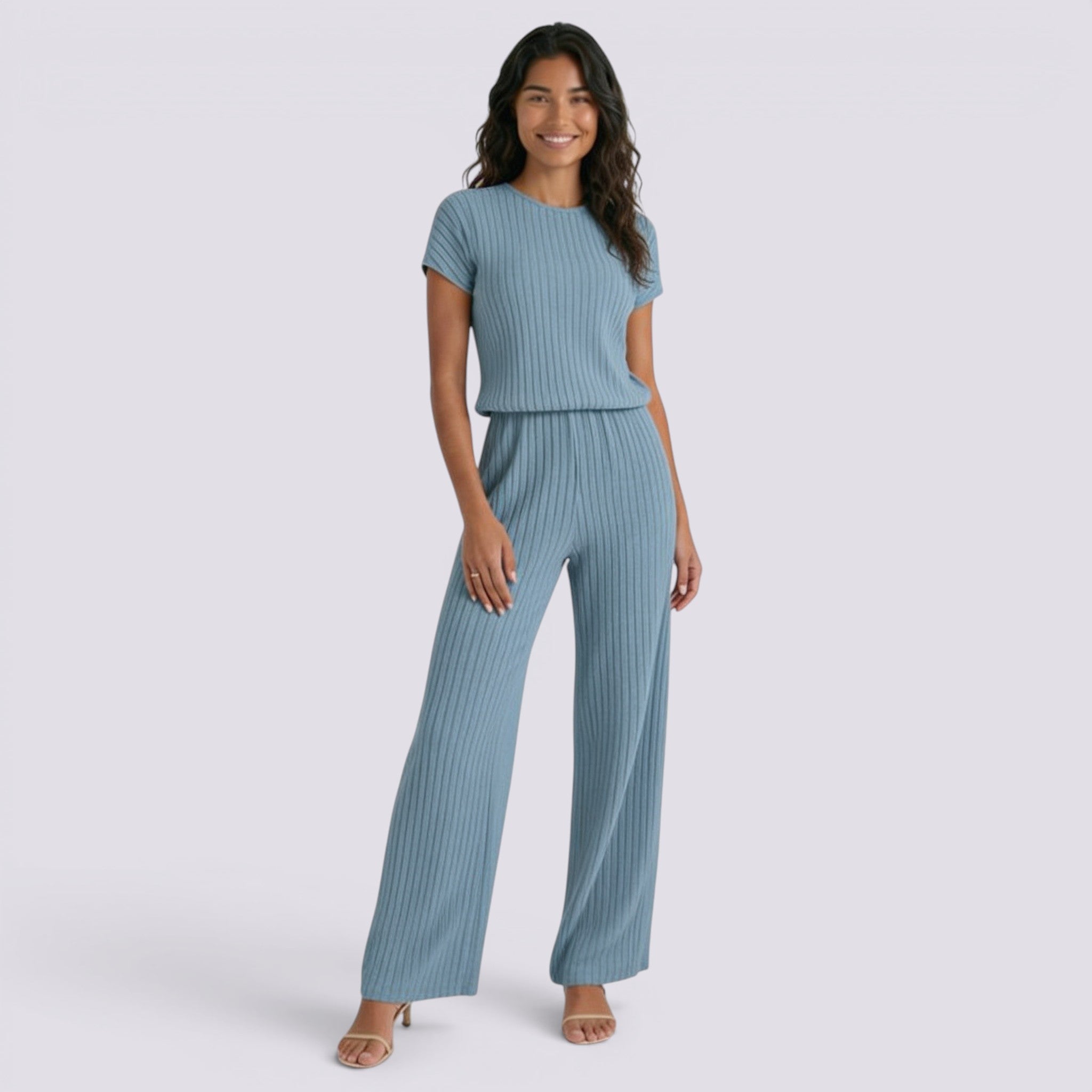 Conjunto Punto Canalé Mujer Pantalón Ancho