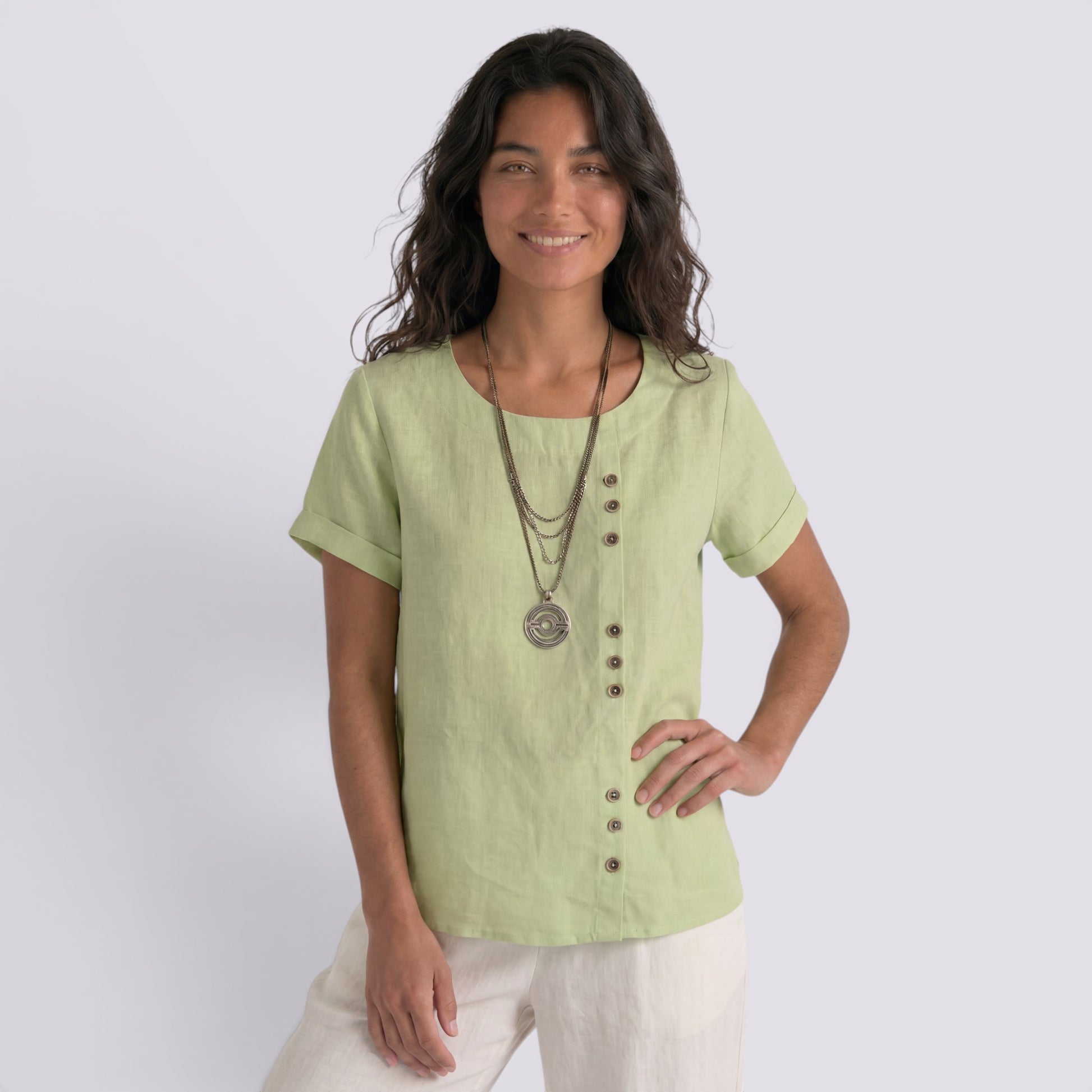 Blusa Lino Mujer Verano Corta