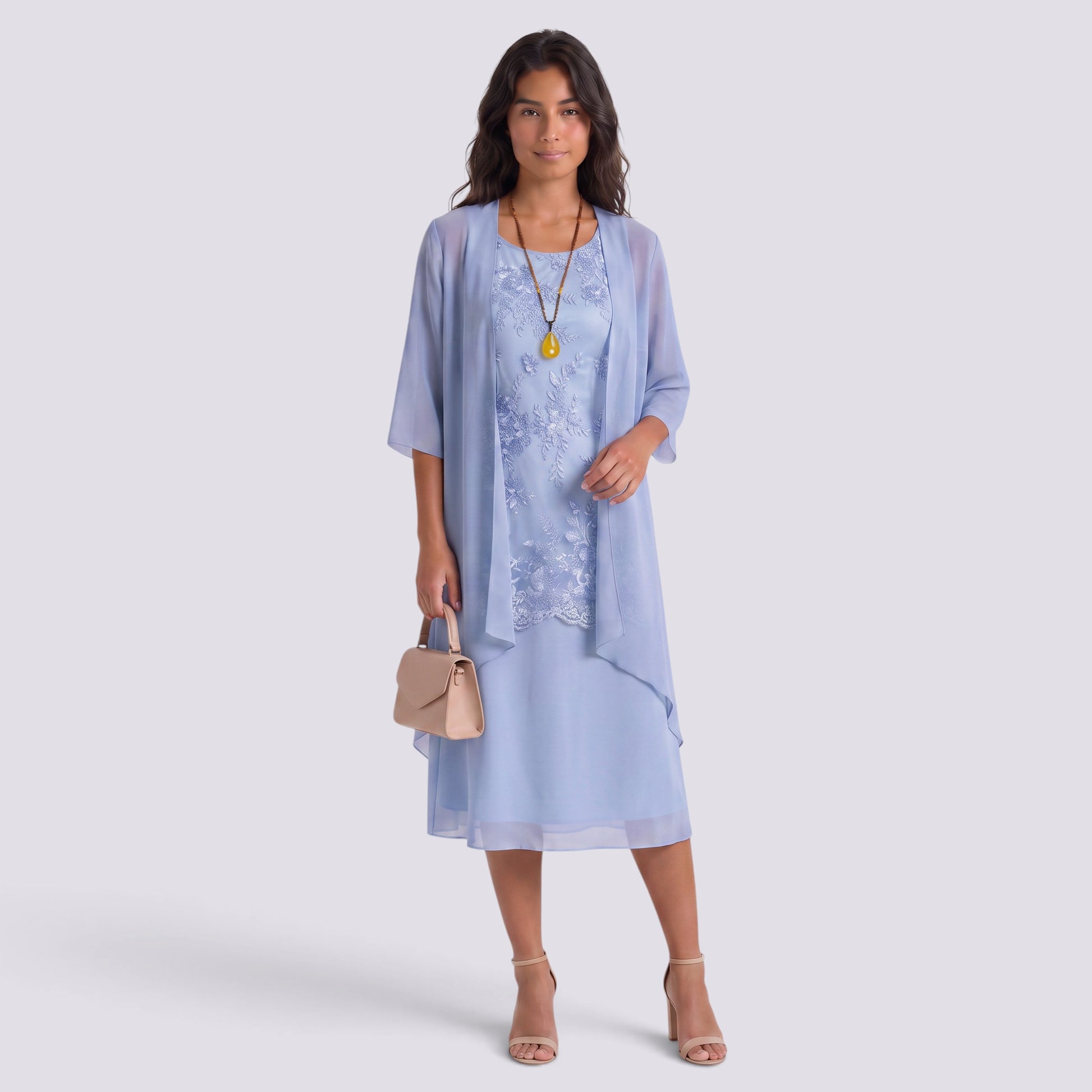 Vestido Largo Mujer Dos Piezas Encaje