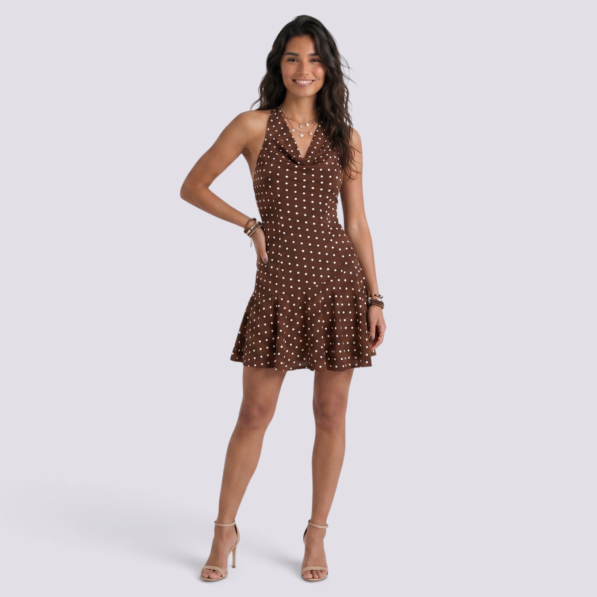 Vestido Lunares Mujer Espalda Descubierta Halter