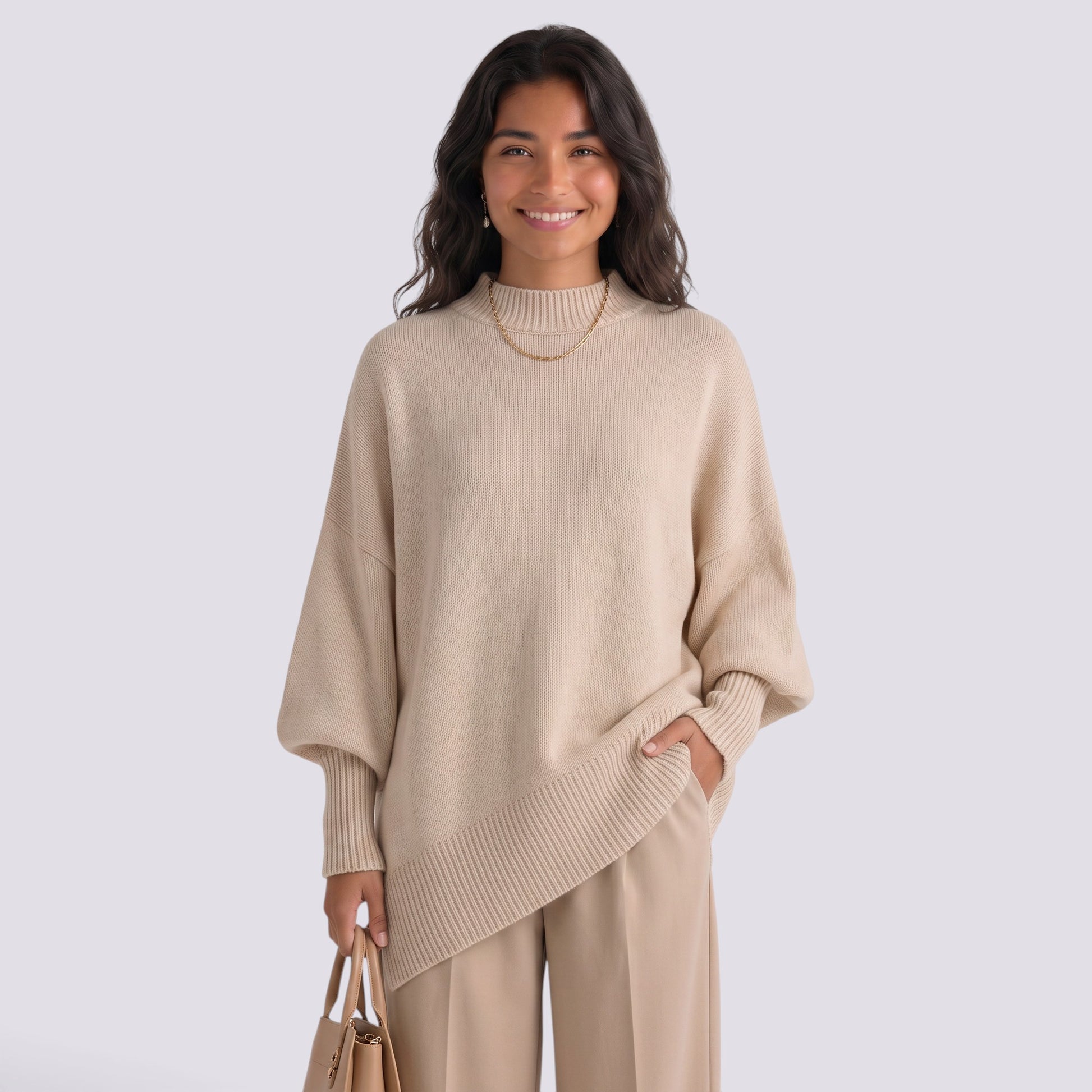 Jersey Mujer de Punto Grueso Cuello Redondo