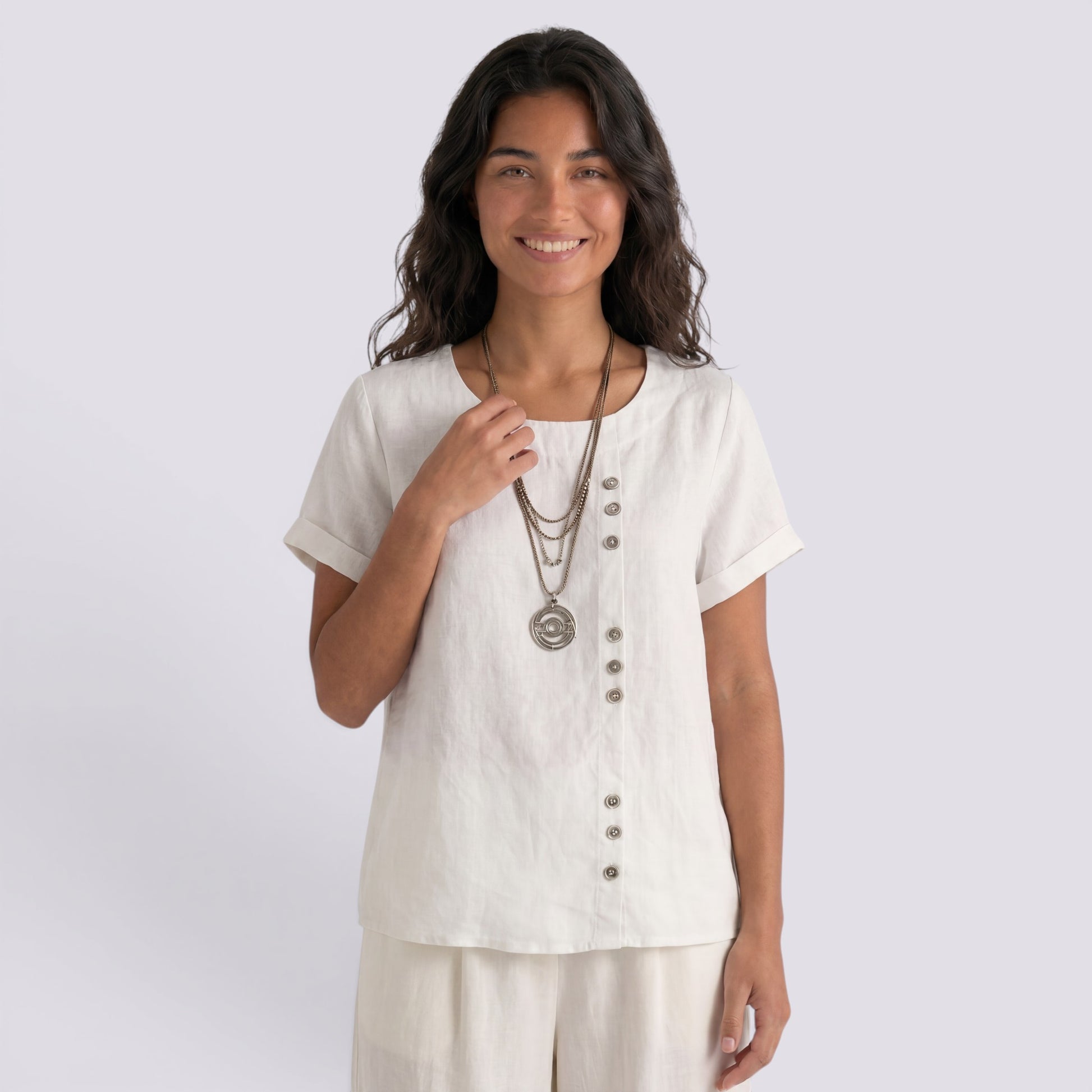 Blusa Lino Mujer Verano Corta