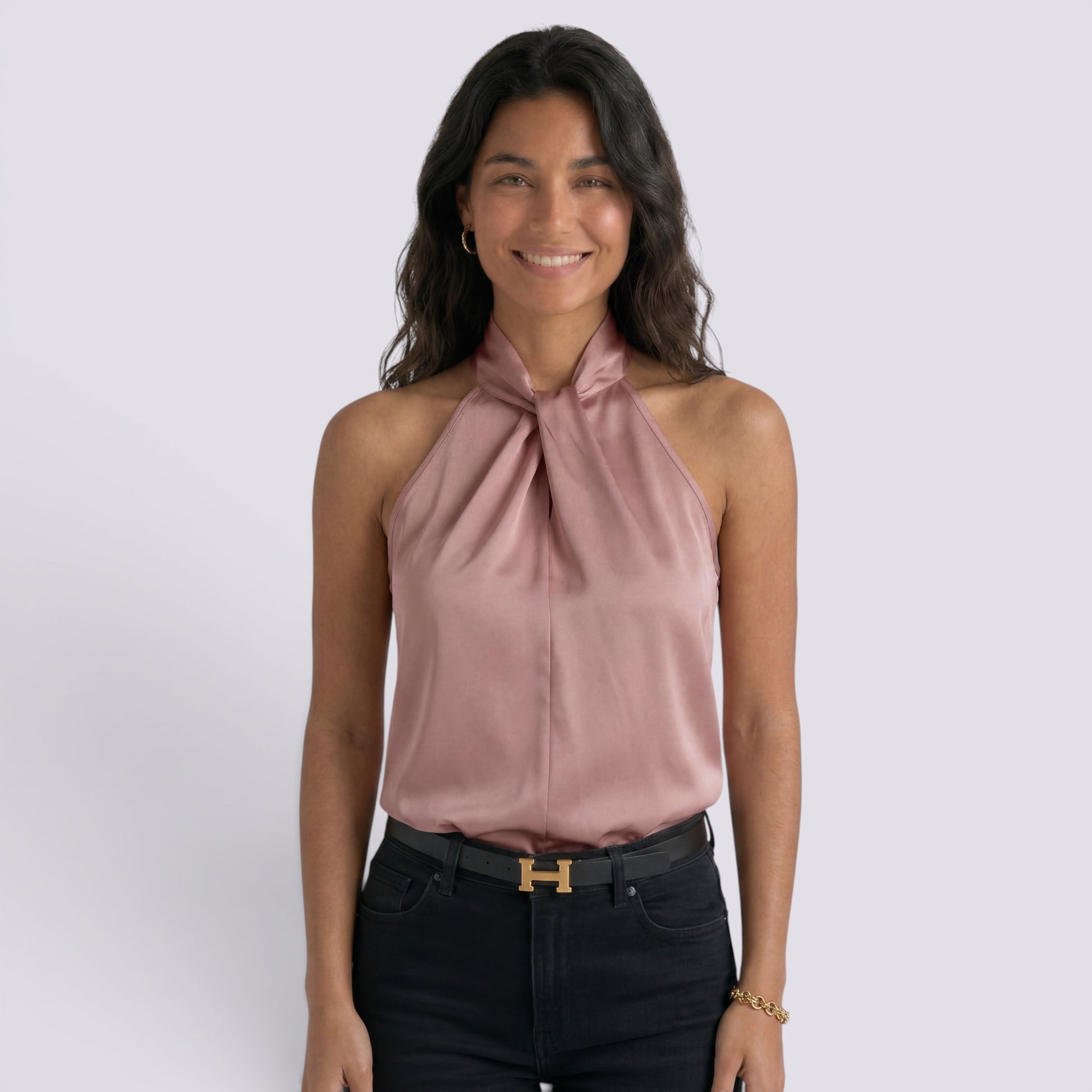 Top Halter Mujer Satén Elegante