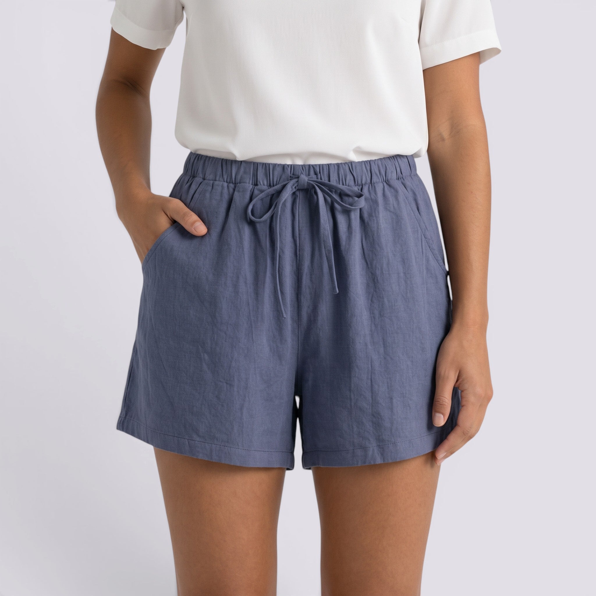 Pantalones Cortos Mujer Lino Elegante