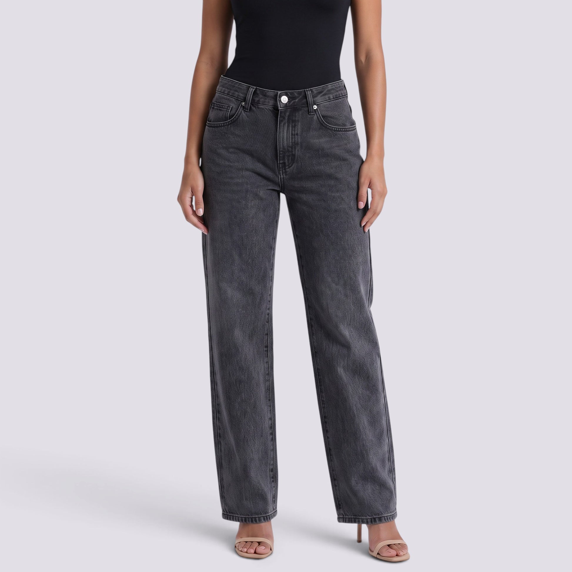 Pantalón Vaquero Mujer Pierna Ancha Cintura Alta