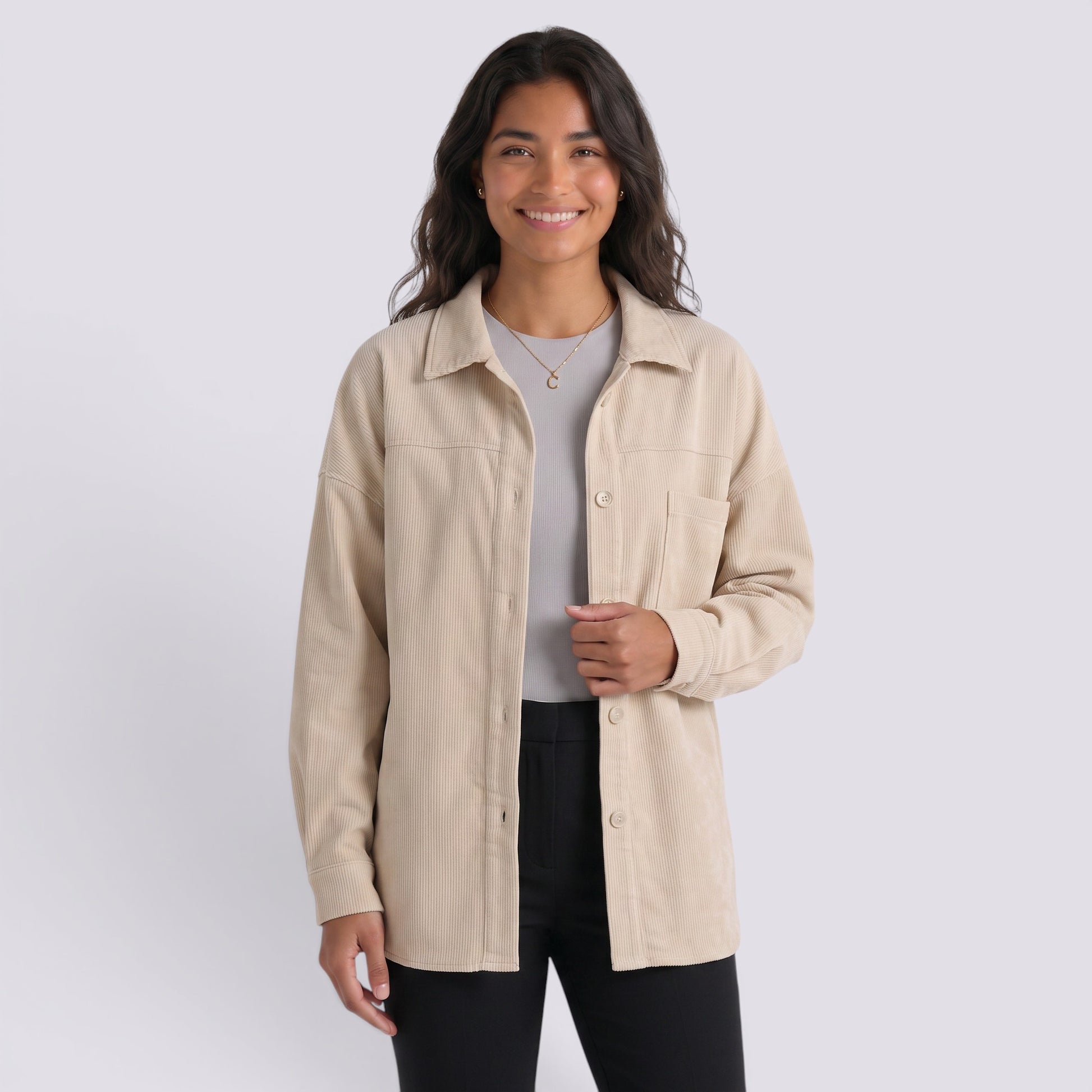 Camisa Chaqueta Mujer Holgada de Pana Vintage