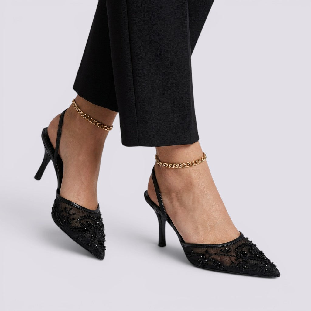 Sandalias Tacón Mujer Bordadas Eleganta