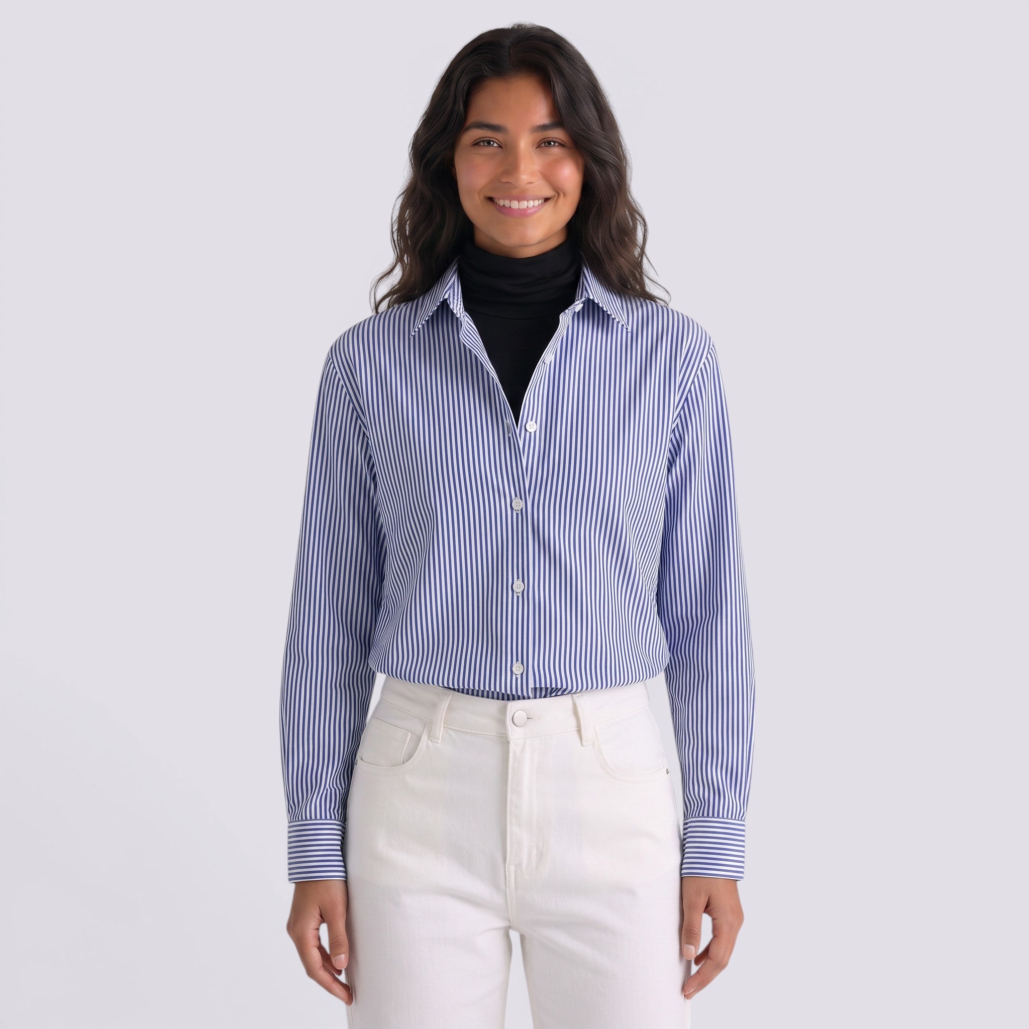 Camisa Mujer Rayas Manga Larga Elegante