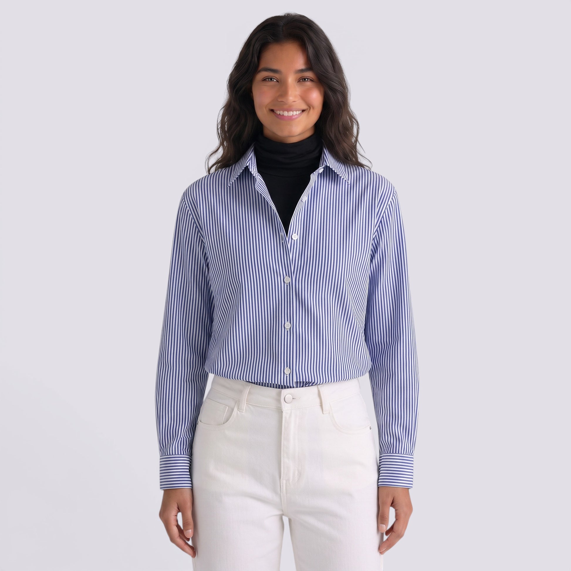 Camisa Mujer Rayas Manga Larga Elegante