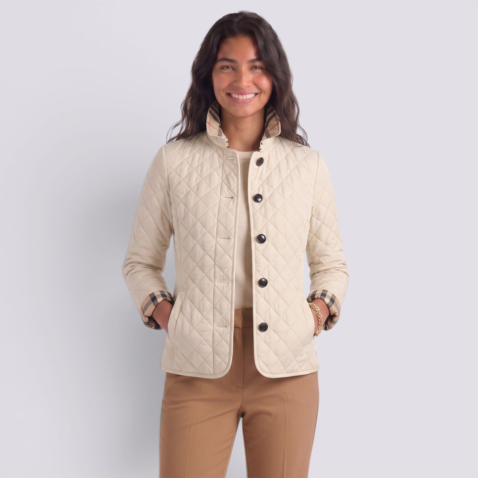 Chaqueta Acolchada Mujer Elegante con Solapa