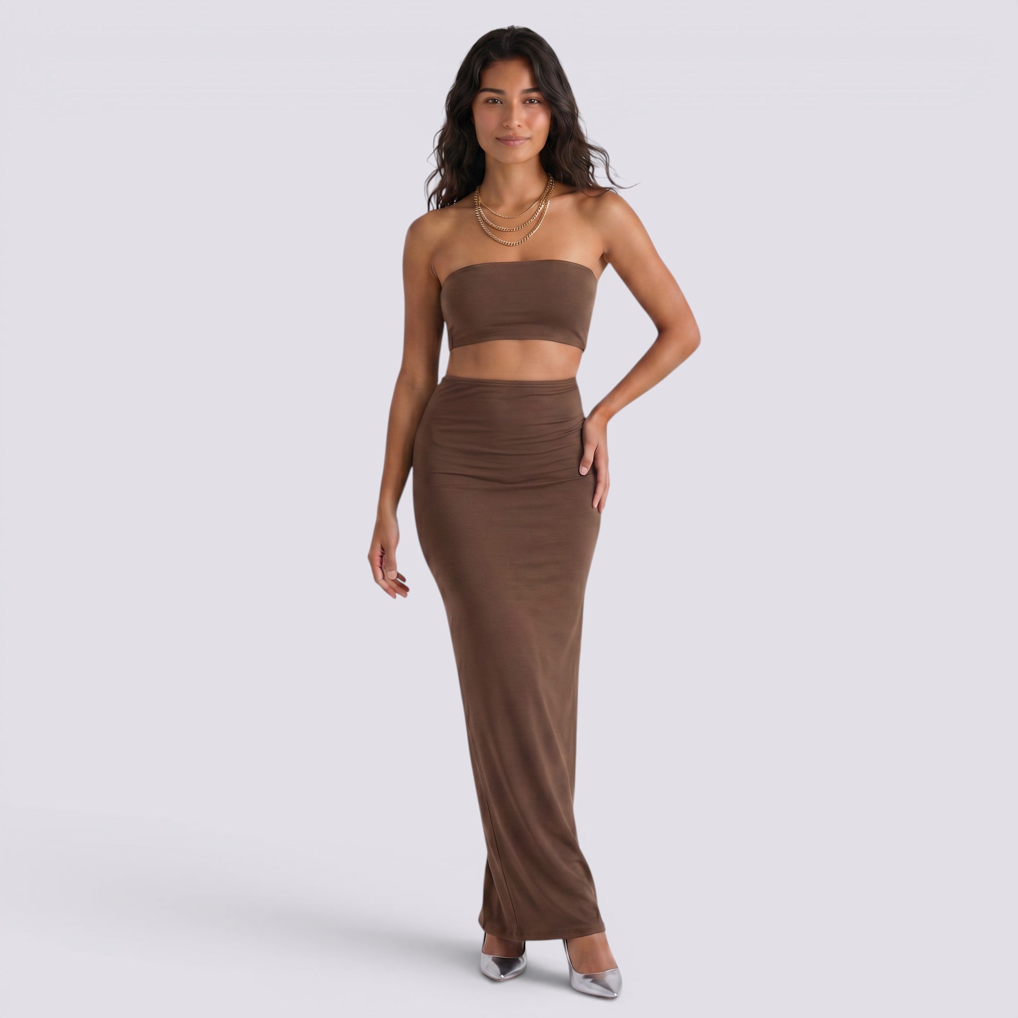 Conjunto Mujer Falda Larga Elegante