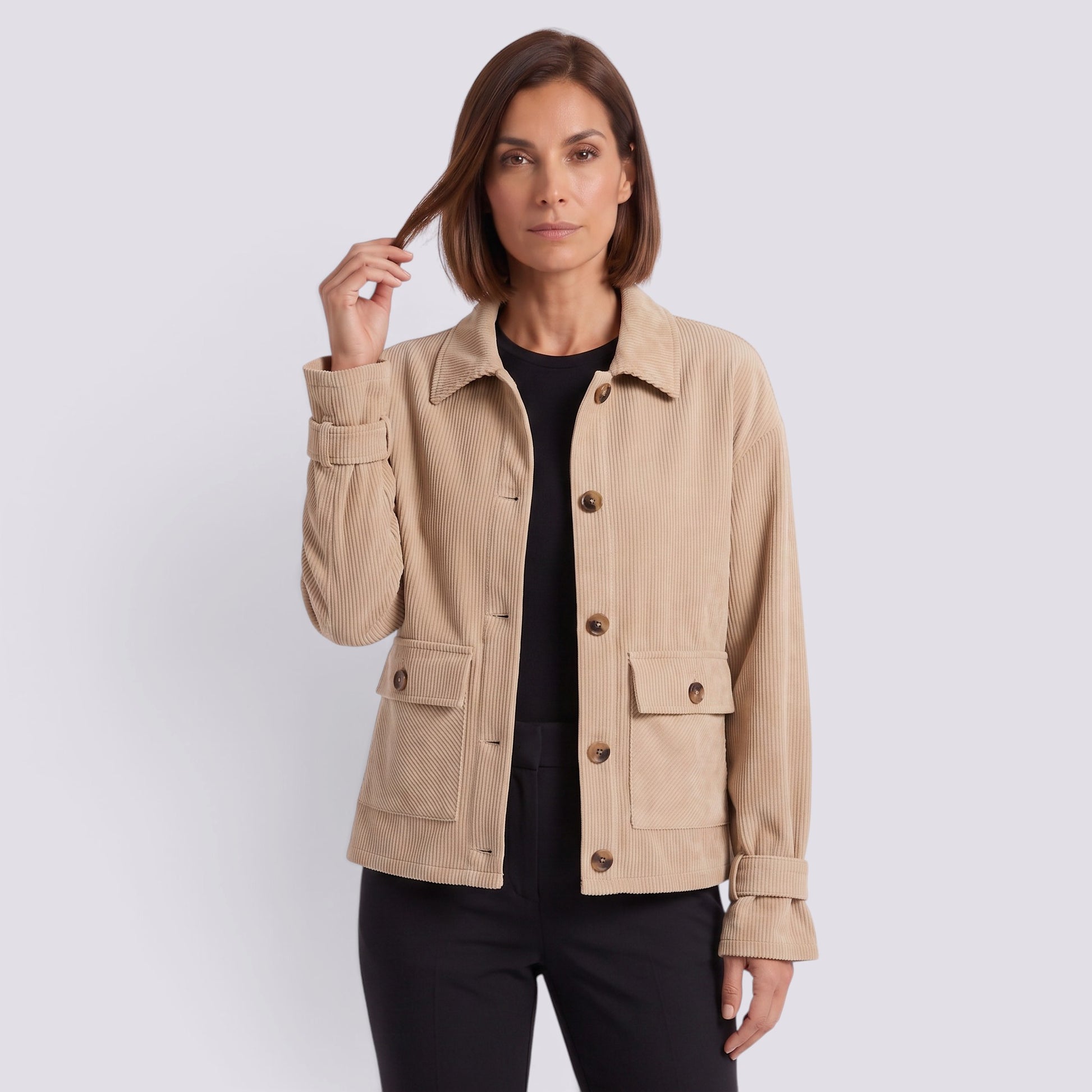 Chaqueta Corta Mujer con Solapa de Pana