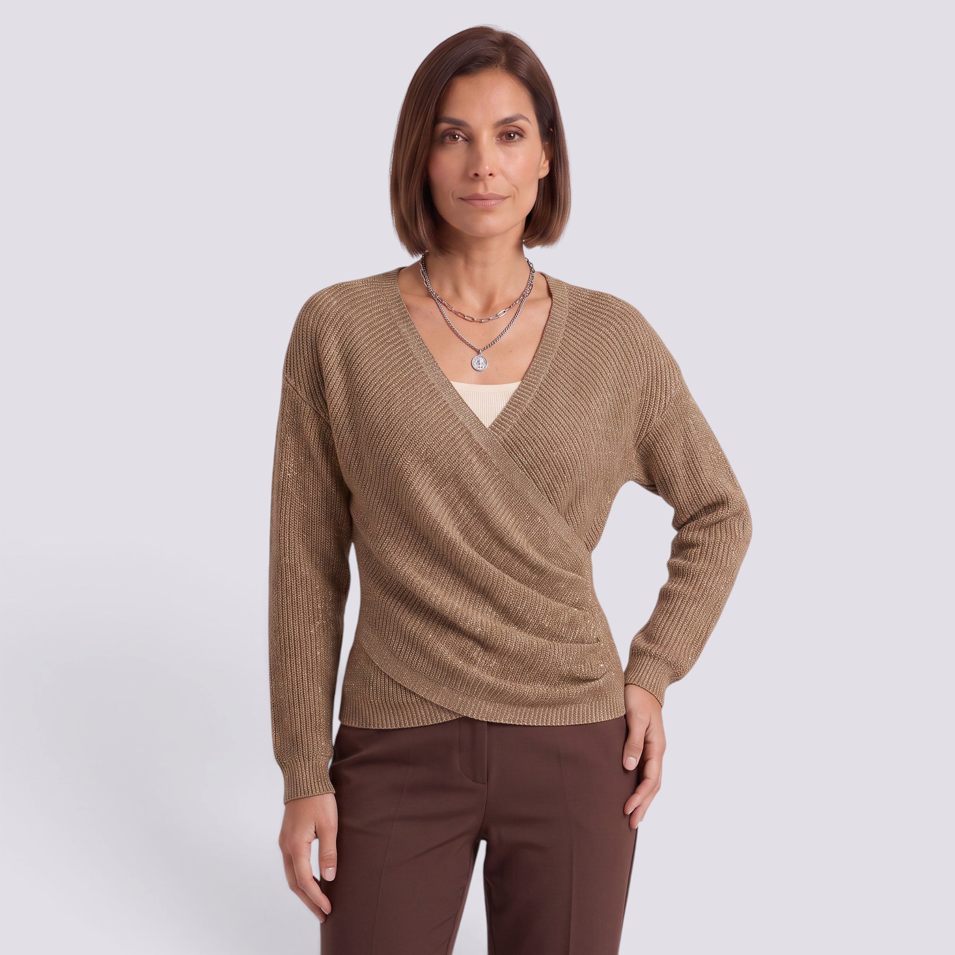 Jersey Mujer Punto Cuello Pico Cruzado