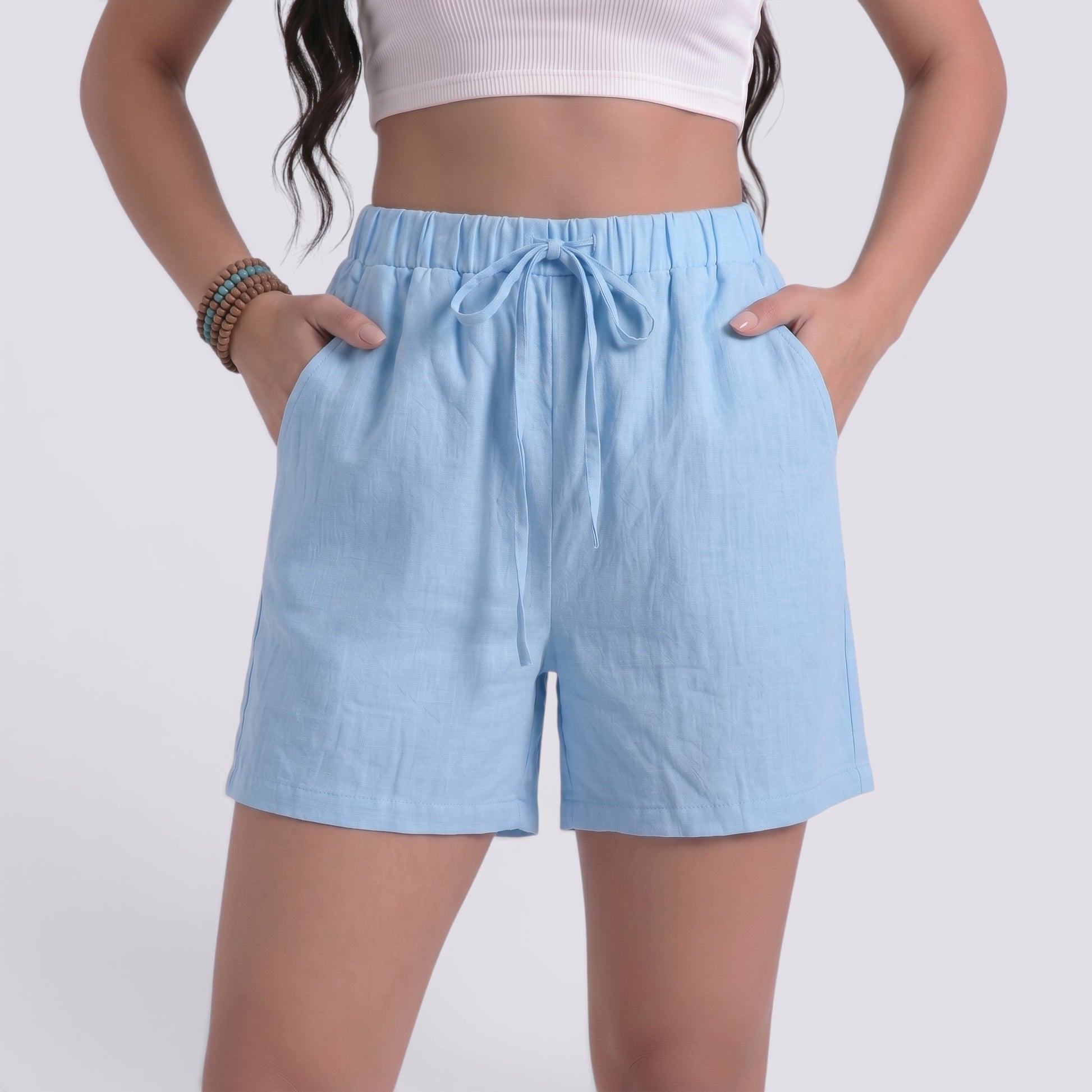 Shorts Lino Mujer Verano Elegante