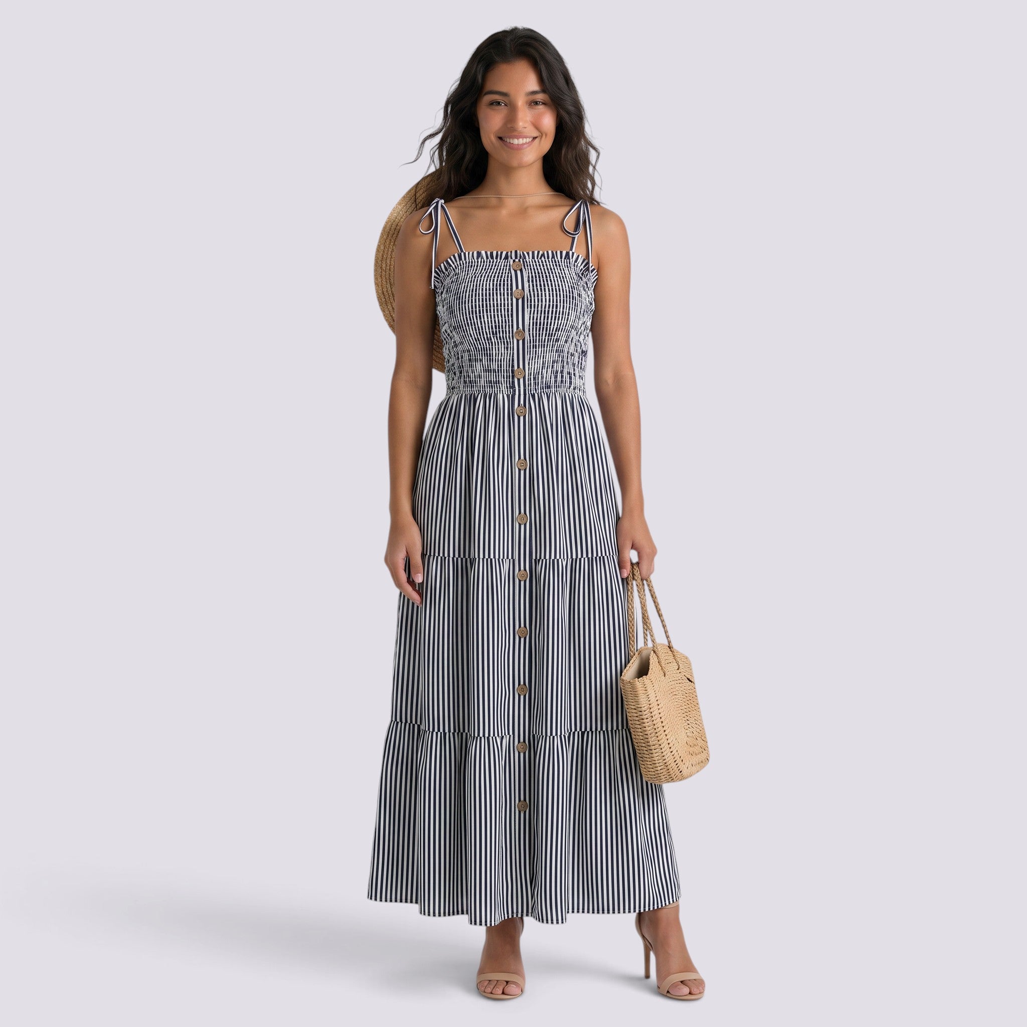 Vestido de Rayas Mujer con Tirantes