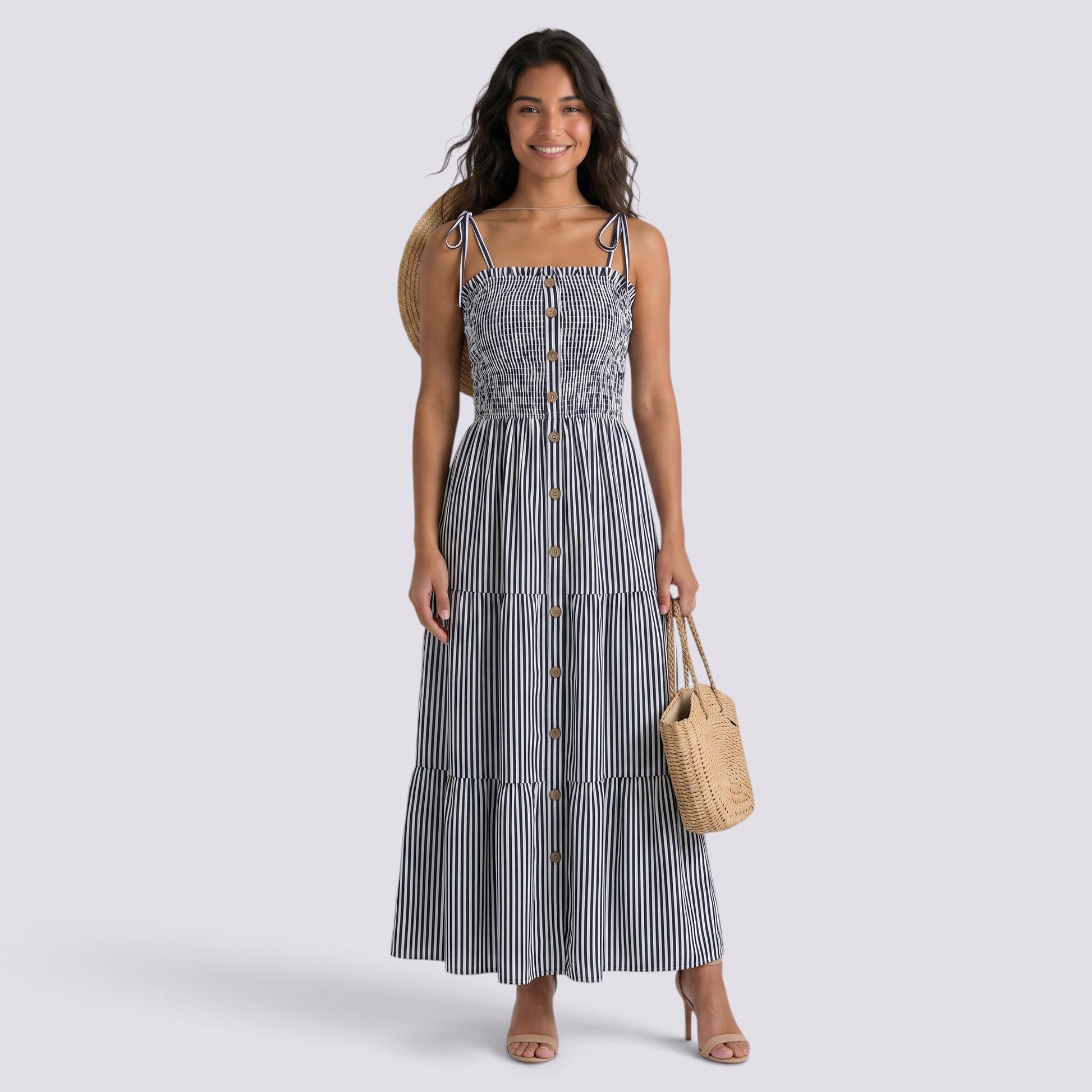 Vestido de Rayas Mujer con Tirantes