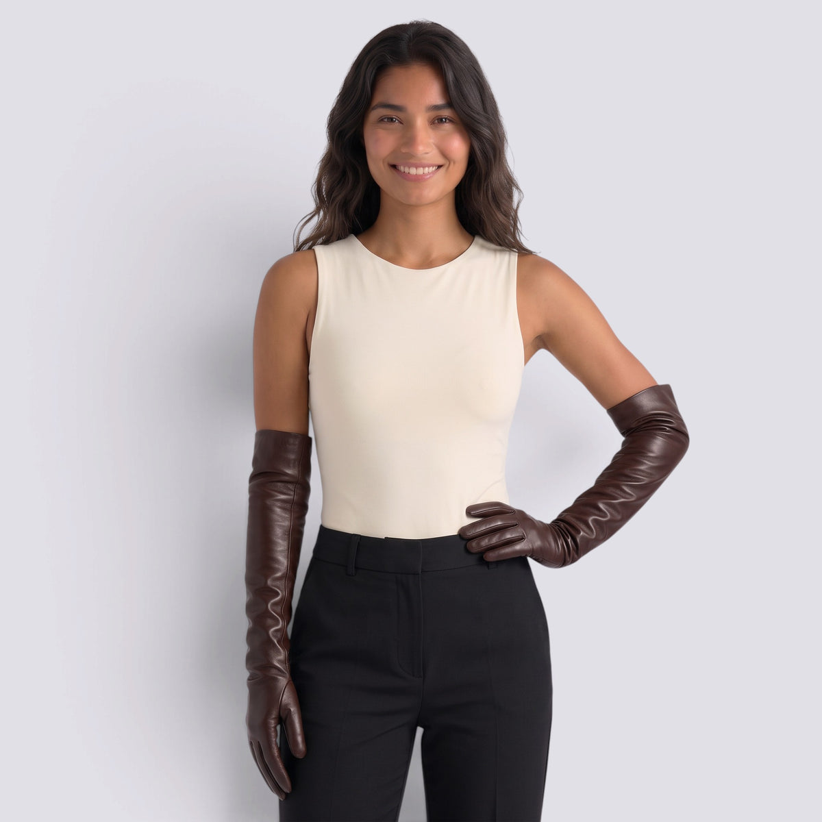 Guantes de Piel Largos para Mujer