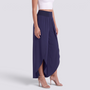 Pantalón pierna ancha mujer cruzado con abertura, Azul Marino, vista lateral