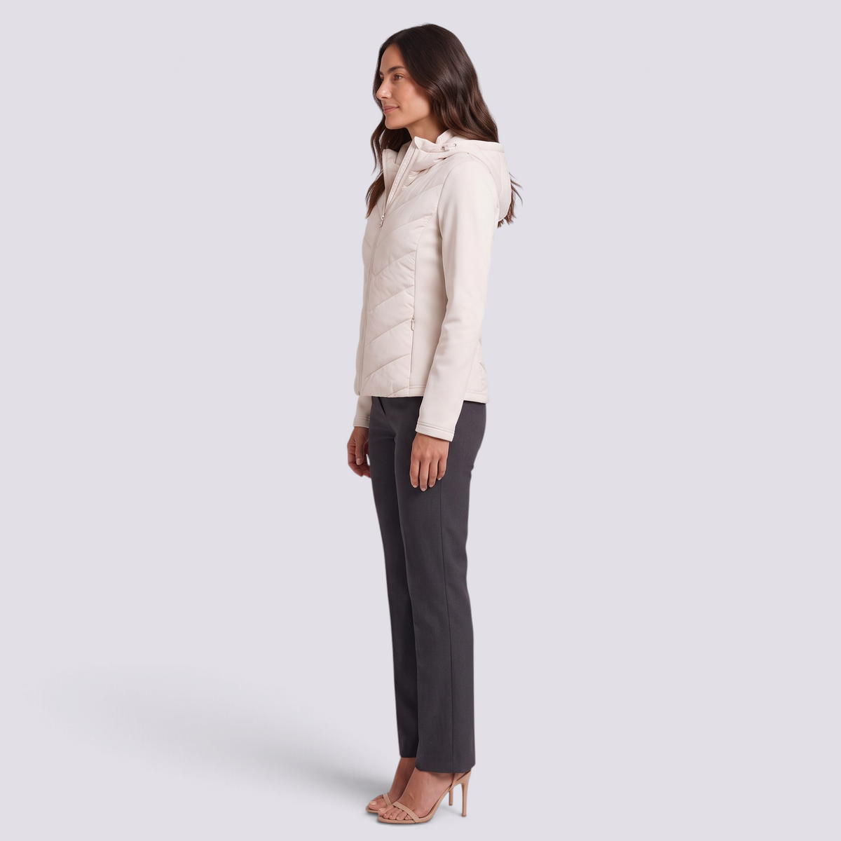 Chaqueta Acolchada Entallada de Mujer con Capucha